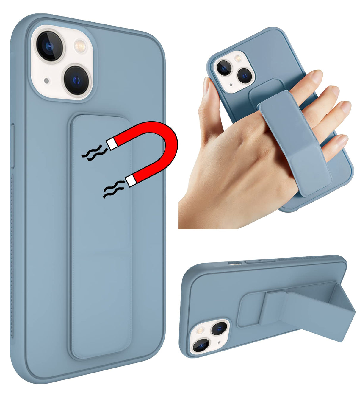 Varikke For Iphone 13 Case, Multi-Functional Magnetic Vertical & Horizontal Stand Case For Iphone 13, Cute Thin Slim Silicone Wr