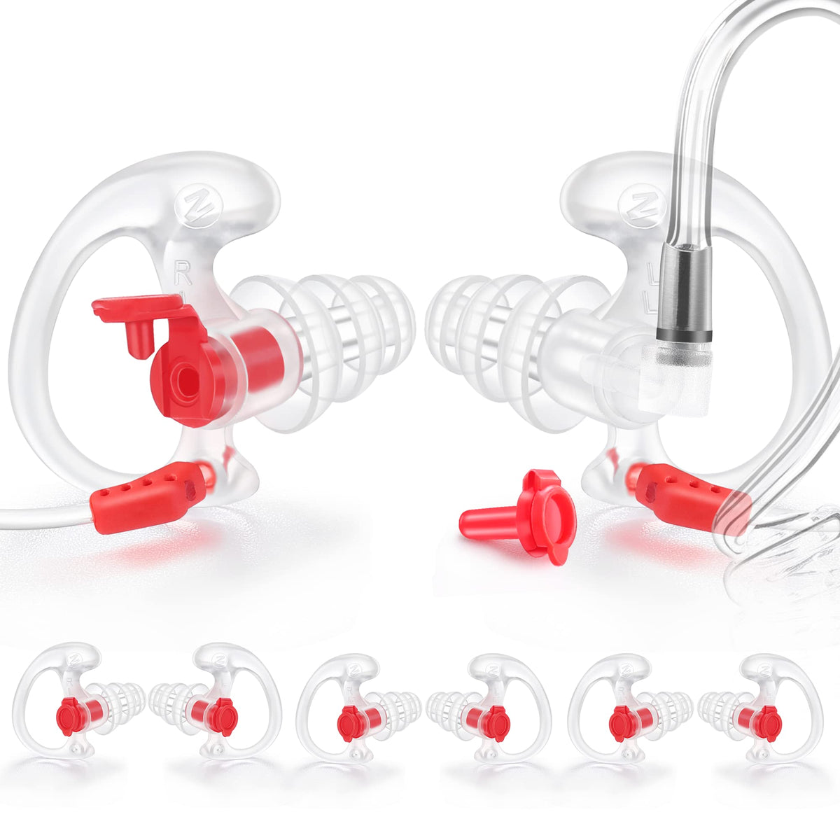 Zeadio Triple Flanged Earpiece, Comfortable Silicone Earmould Earbud Earplug   Medium, Pair Of 4, Transparent