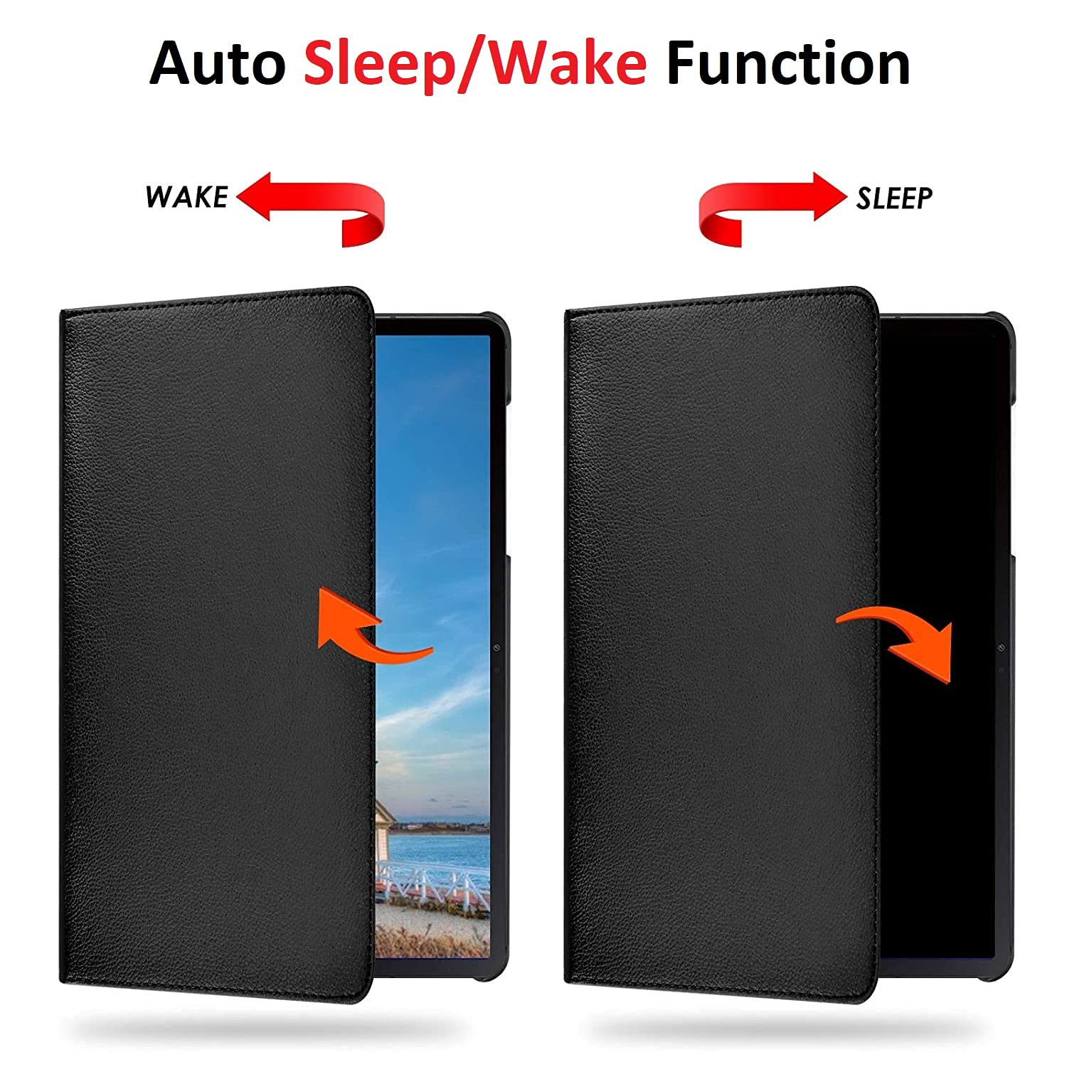 Vultic Rotating Case For Samsung Galaxy Tab A7 Lite 8.7 2021 [T220/T225/T227], 360 Degree Stand [Auto Sleep/Wake] Flip Leather Smart Tablet Cover (Red)