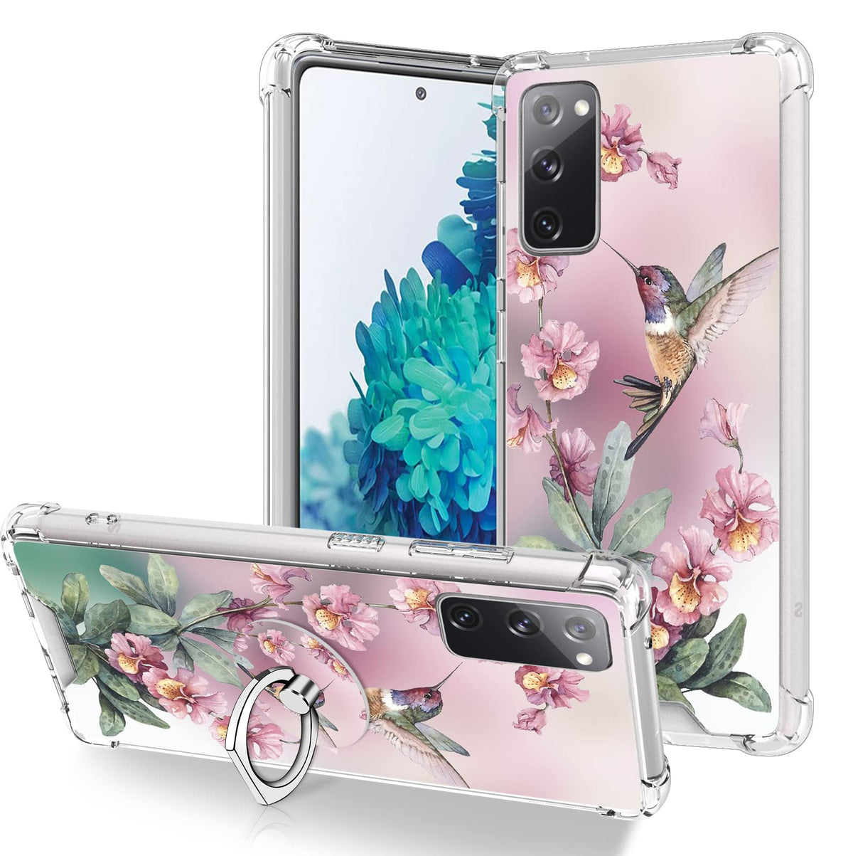 Ook Clear Case Compatible With Samsung Galaxy S20 Fe 5G, Pink Hummingbird Pattern Flexible Tpu Shockproof Anti-Scratch Bumper Tr