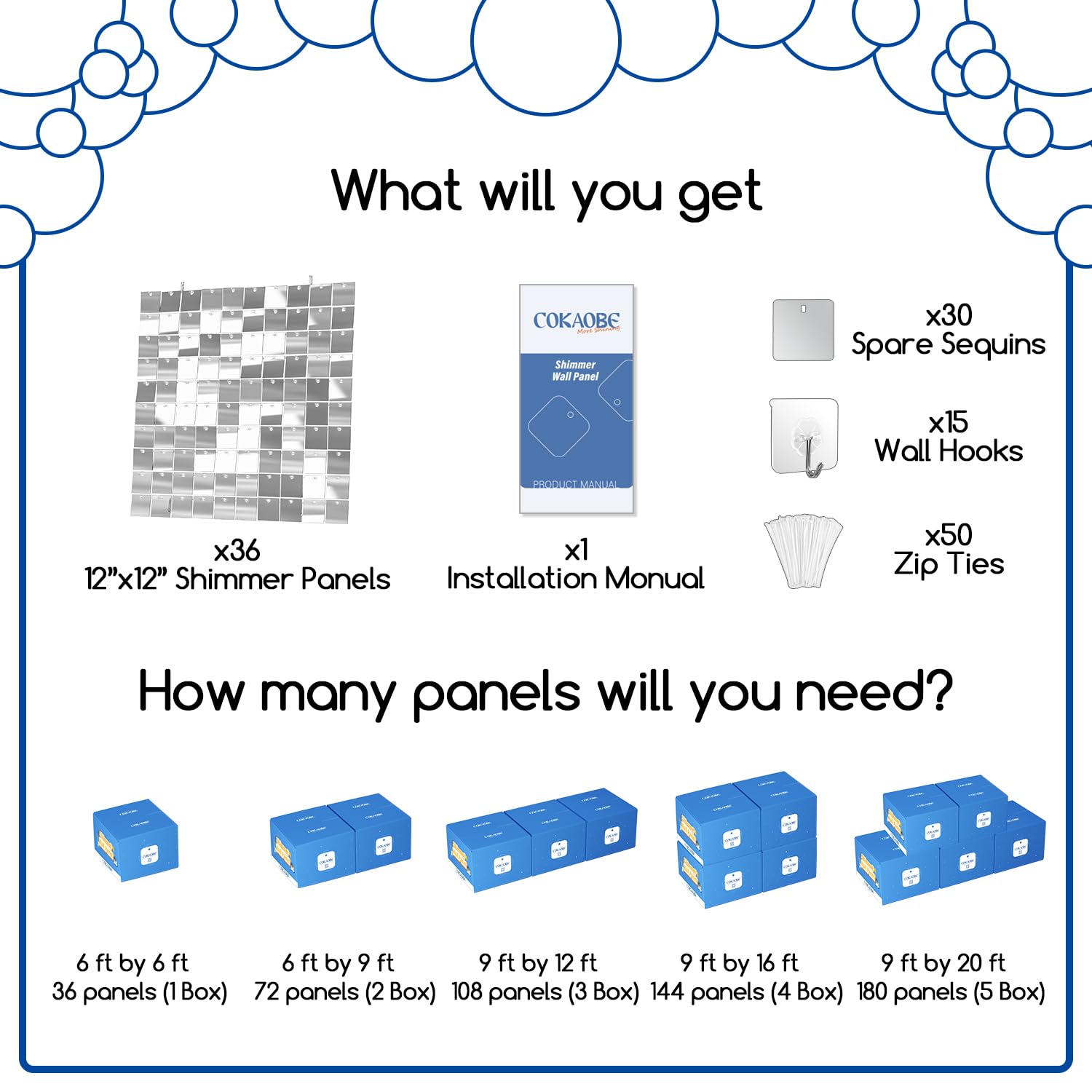 Cokaobe Silver Shimmer Wall Backdrop, 36Pcs Square Sequin Shimmer Backdrop Panel, Photo Backdrops For Birthday, Anniversary, Wed