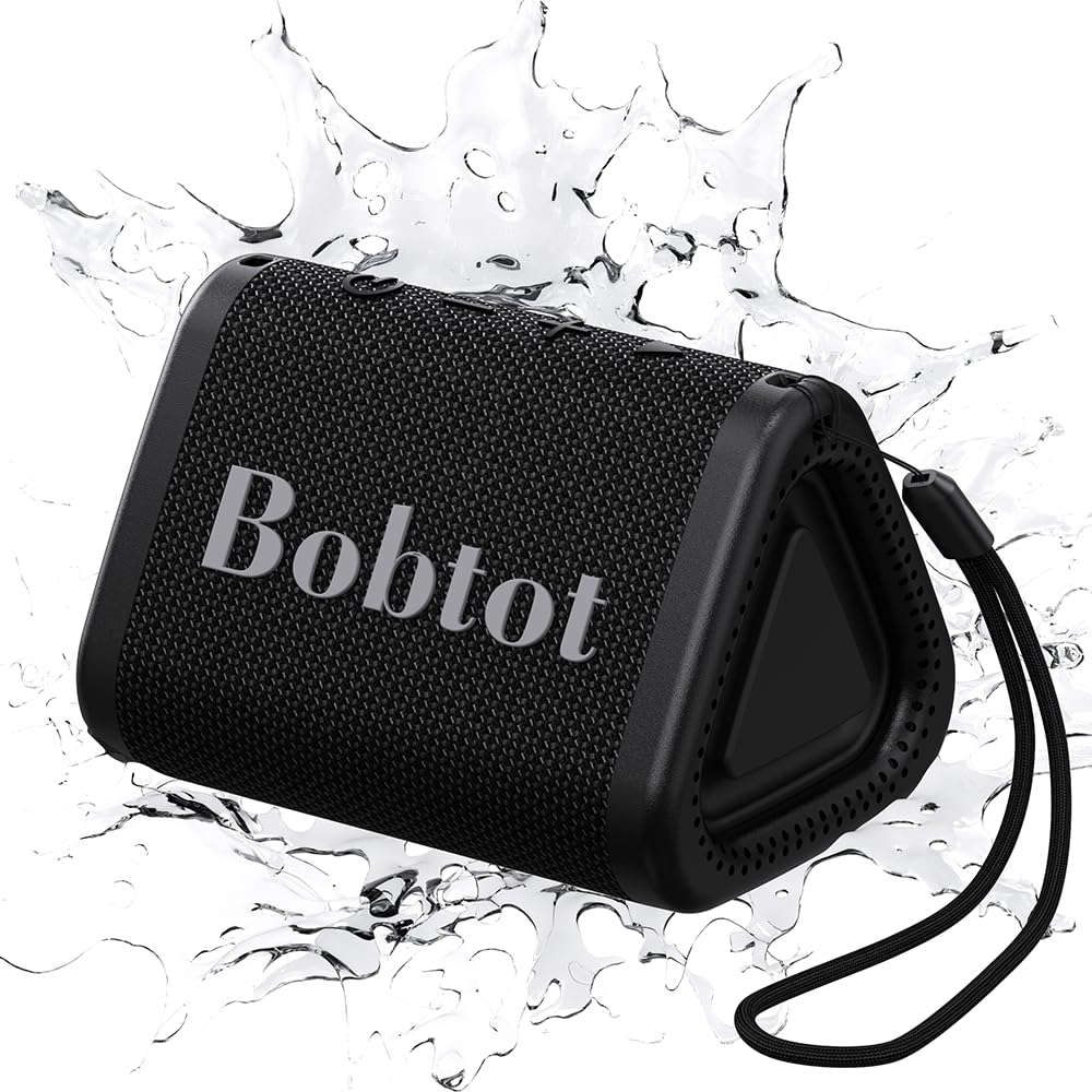 Bobtot Portable Bluetooth Speaker Wireless, IPX7 Small Shower Speaker Waterproof, 15H Playing Time, Loud and Stereo Sound with B