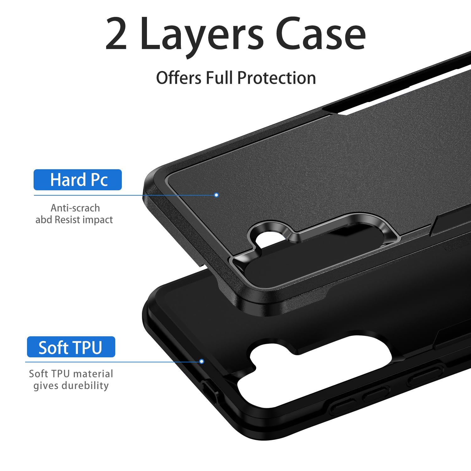 Hsefo Designed For Samsung Galaxy S24 Plus Case, Black Dual Layer, Heavy Duty Shockproof Tough Rugged Protective Cover For Galax