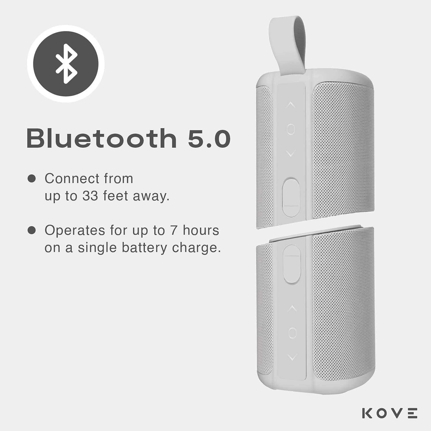 Kove Commuter 2 Portable Speaker   Concrete Bluetooth Speakers, Wireless With Hd Louder Volume, Deep Bass Subwoofer, Microphone, Ipx7 Water Resistant   Perfect Boom Box For Home, Outdoor Or Travel