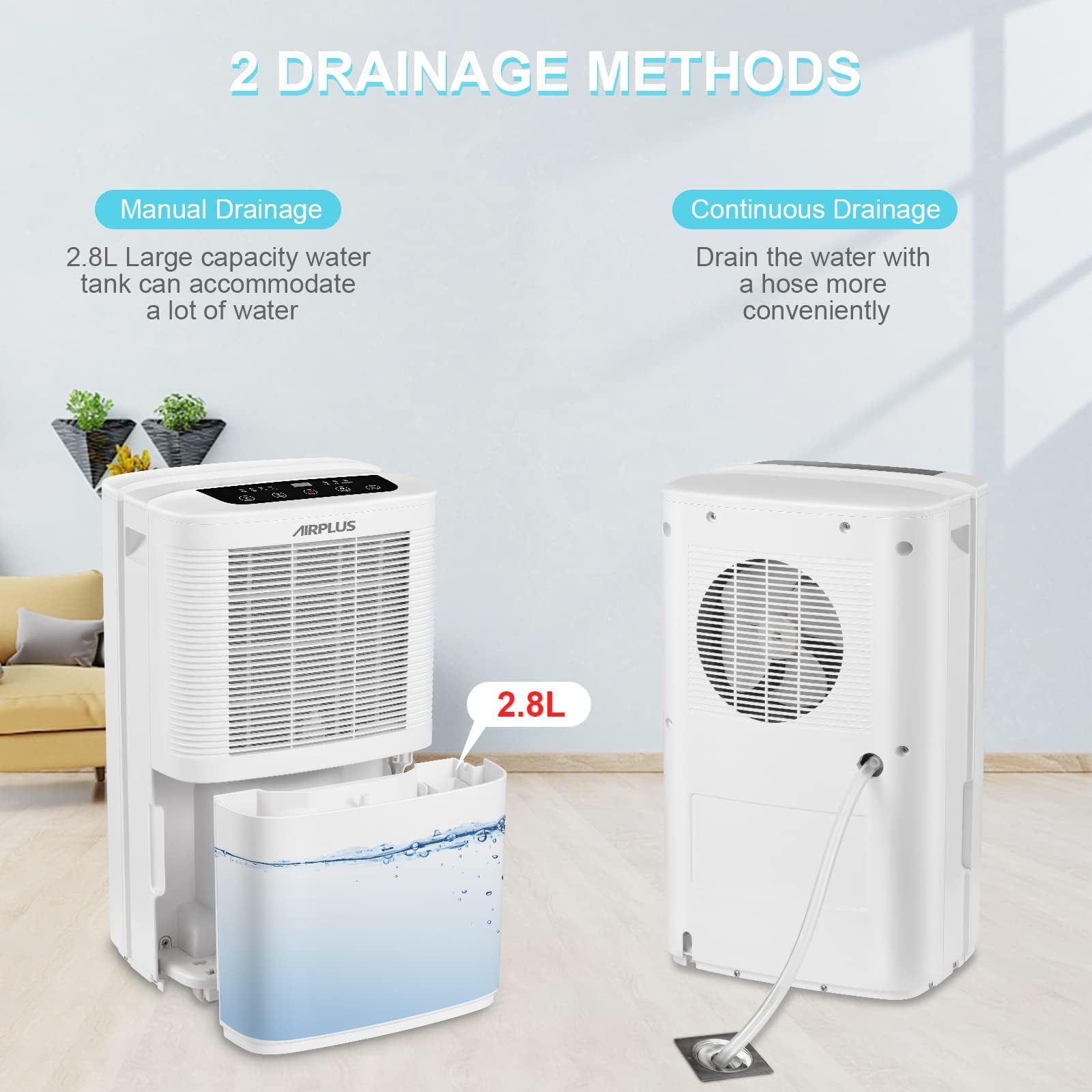 Airplus Dehumidifiers For Home, 3000 Sq. Ft 35 Pint Dehumidifier For Basement With Drain Hose, Ideal For Large Room, Bathroom &