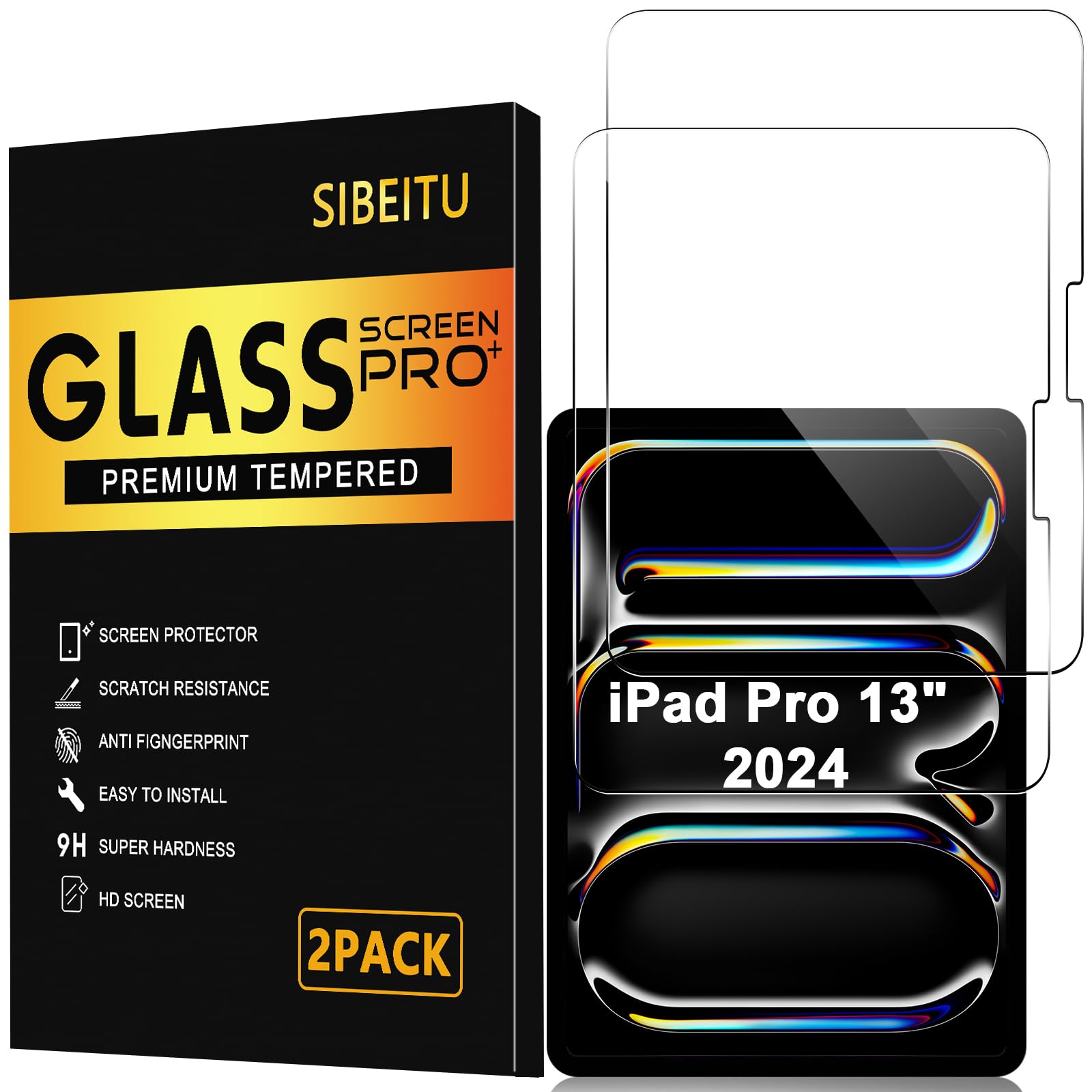 Sibeitu 2 Pack Screen Protector For Ipad Pro 13 Inch 2024 Release Model M4 (7Th Generation), Hd Clear Scratch Resistent For Ipad
