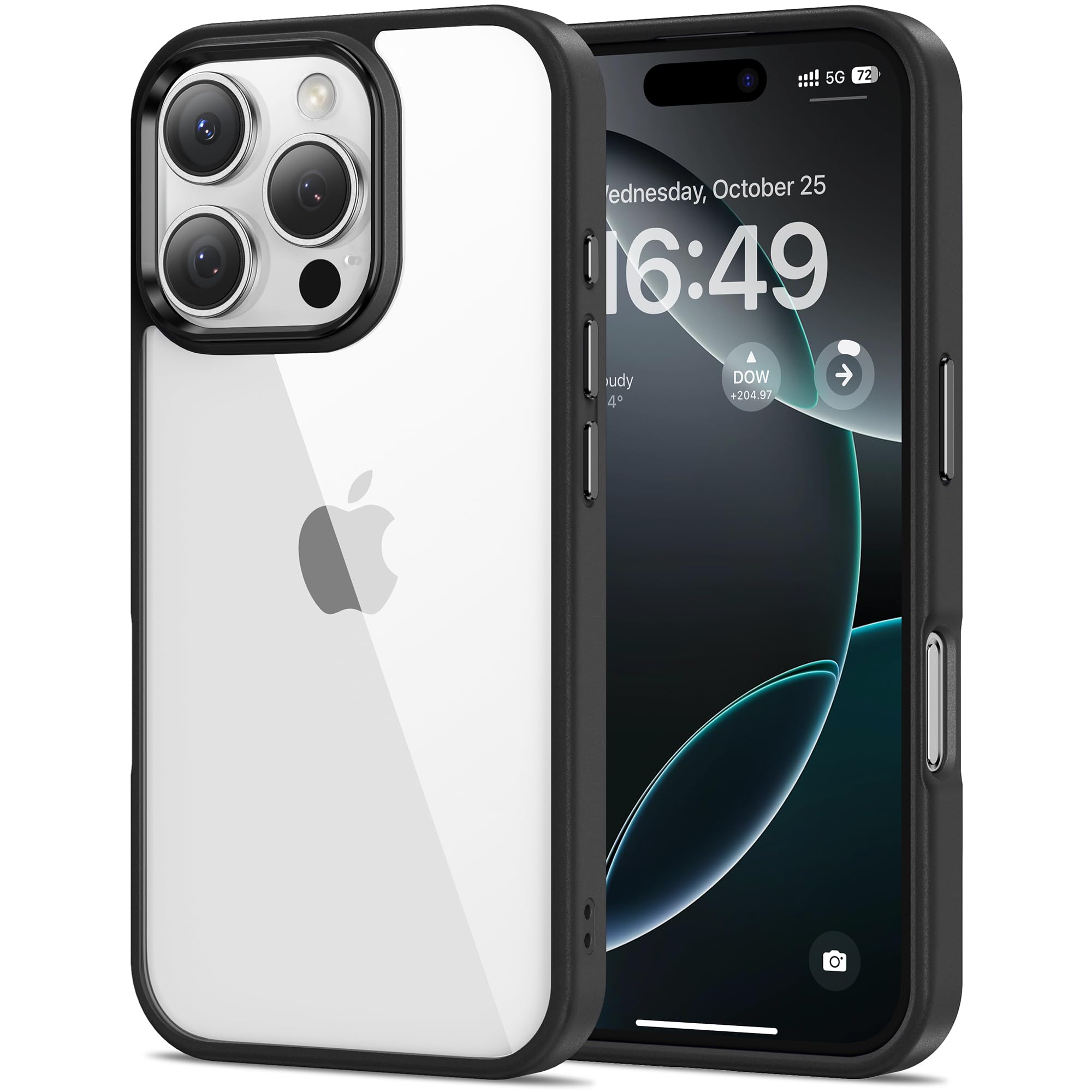 HOOMIL Case for iPhone 16 Pro Max 6.9-Inch, Non-Yellowing, Drop Protection, Anti-Scratch Transparent Hard Back Phone Cover - Bla