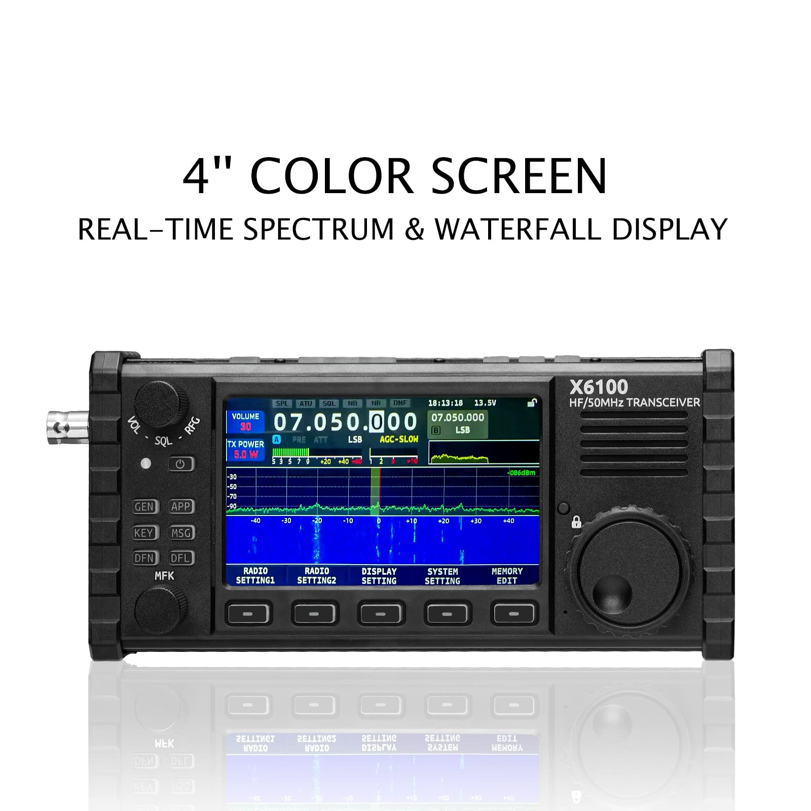 Xiegu X6100 Hf Radio Transceiver, 10W Full Mode Sdr Radio Supports Bt With 4'' Lcd Screen