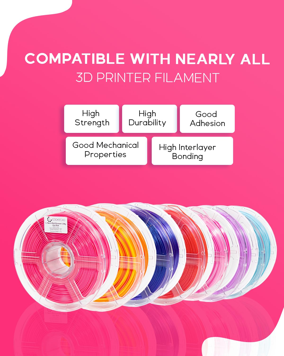 Cookiecad Pla Filament 1.75Mm 1Kg Pink 3D Printer Filament   Hot Pink Pla