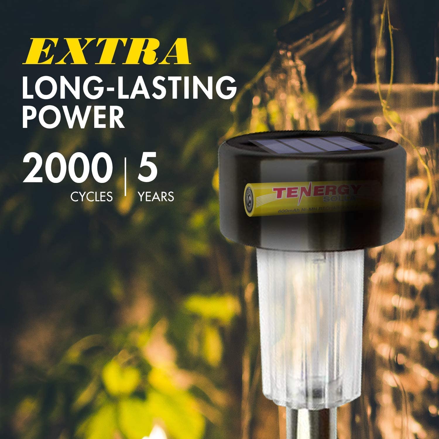 Tenergy Solla Aaa Rechargeable Nimh Battery, 600Mah Solar Batteries For Outdoor Solar Lights, Outdoor Patio Lights, Anti Leak, O