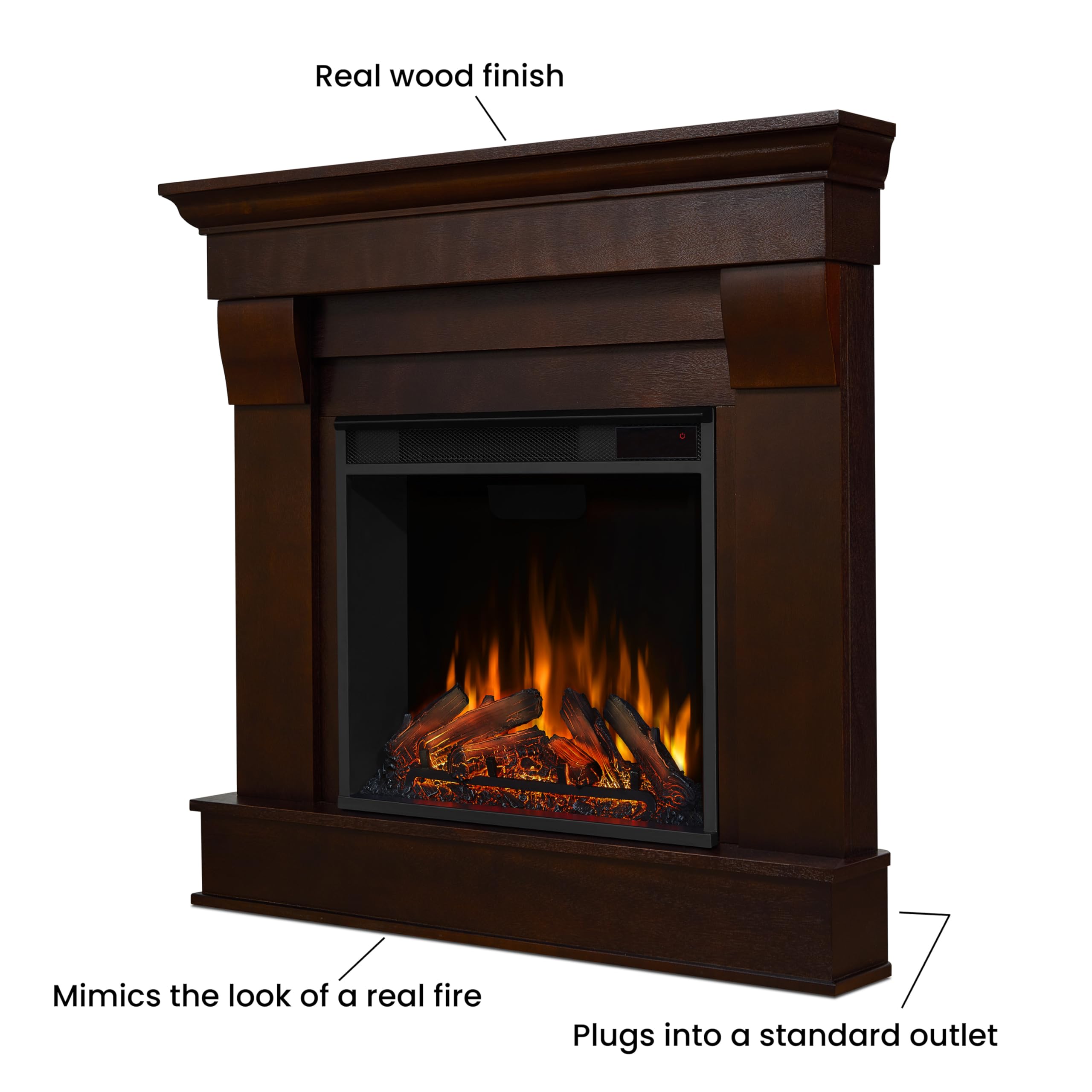 Real Flame Chateau 41'' Corner Electric Fireplace In Dark Walnut
