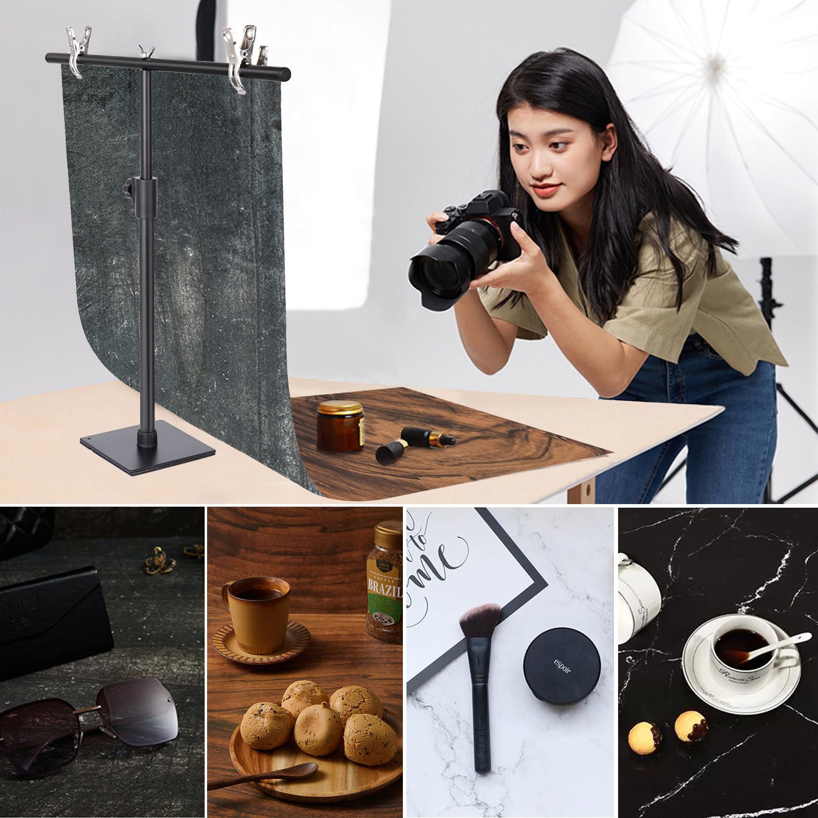 Photography Backdrops Product Photo Background:Small Product Photoshoot Paper Kit For Food Jewelry Picture. (Textured 22X 34Inch