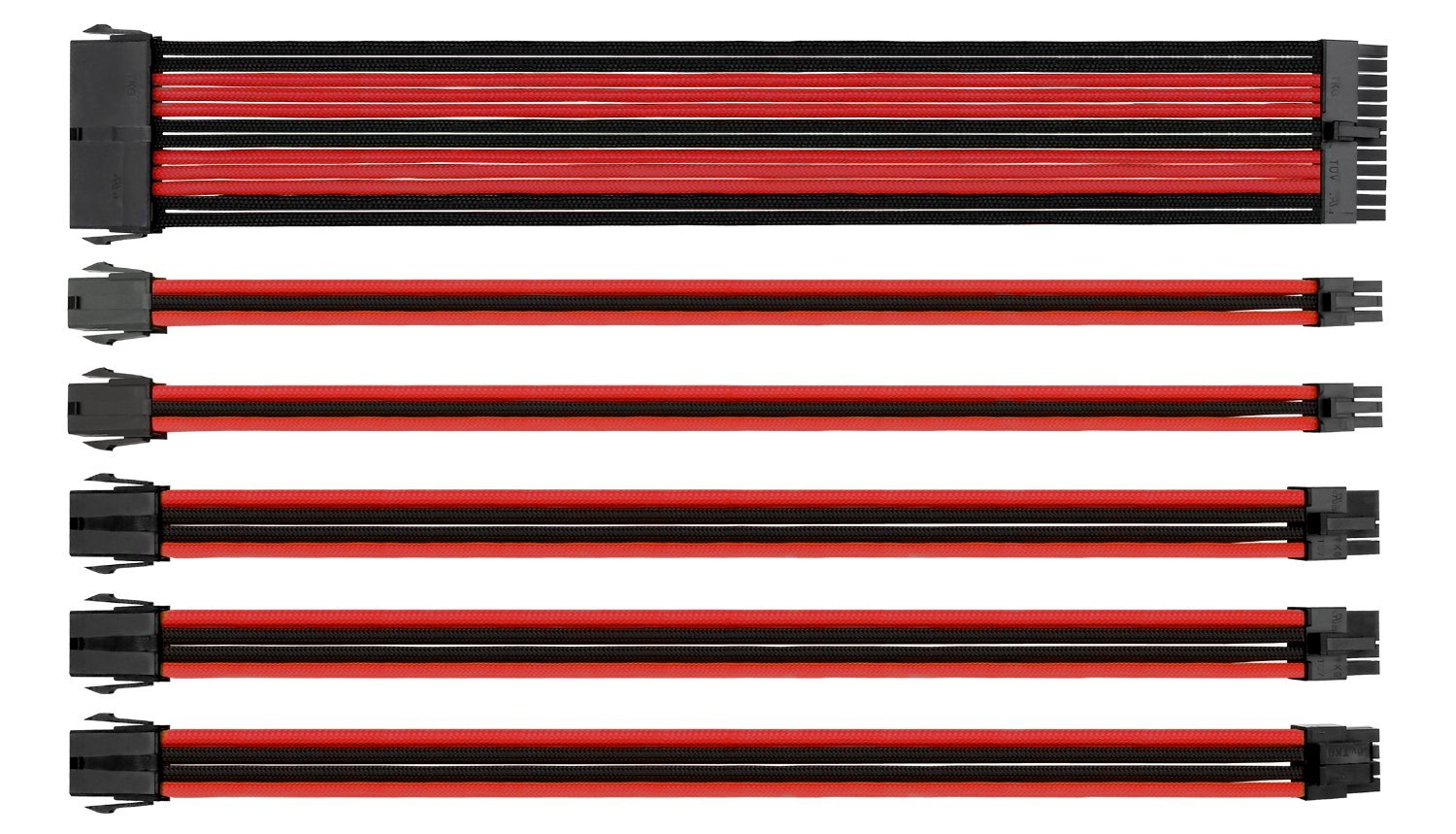 Thermaltake Ttmod Sleeve Extension Power Supply Cable Kit Atx/Eps/8 Pin Pci E/6 Pin Pci E With Combs, Red/Black Ac 033 Cn1Nan A1