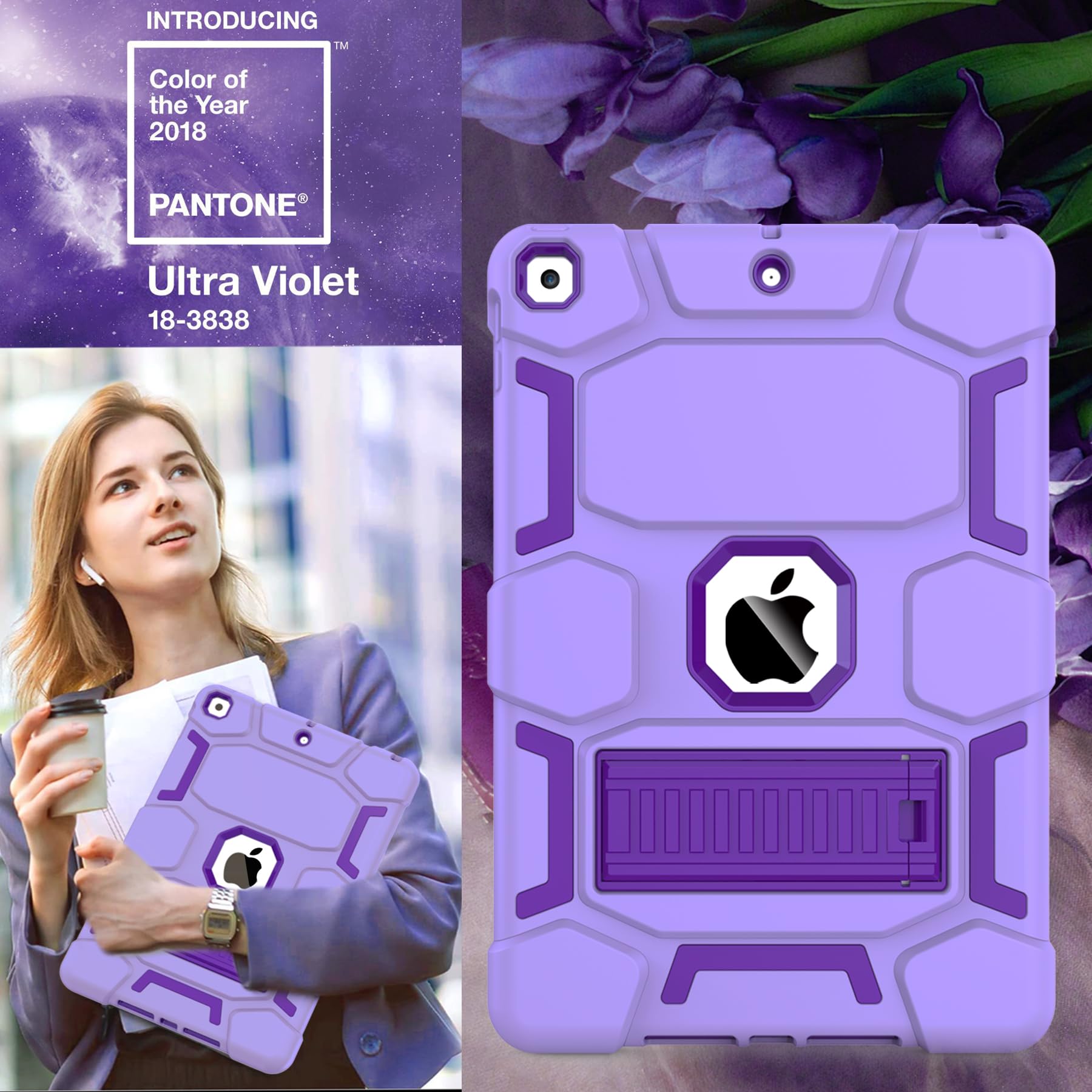 Ccmao Case For Ipad 9Th/8Th/7Th Generation (10.2 Inch) Complete Protection With Kickstand, Stylish Hybrid Three Layer Heavy Duty