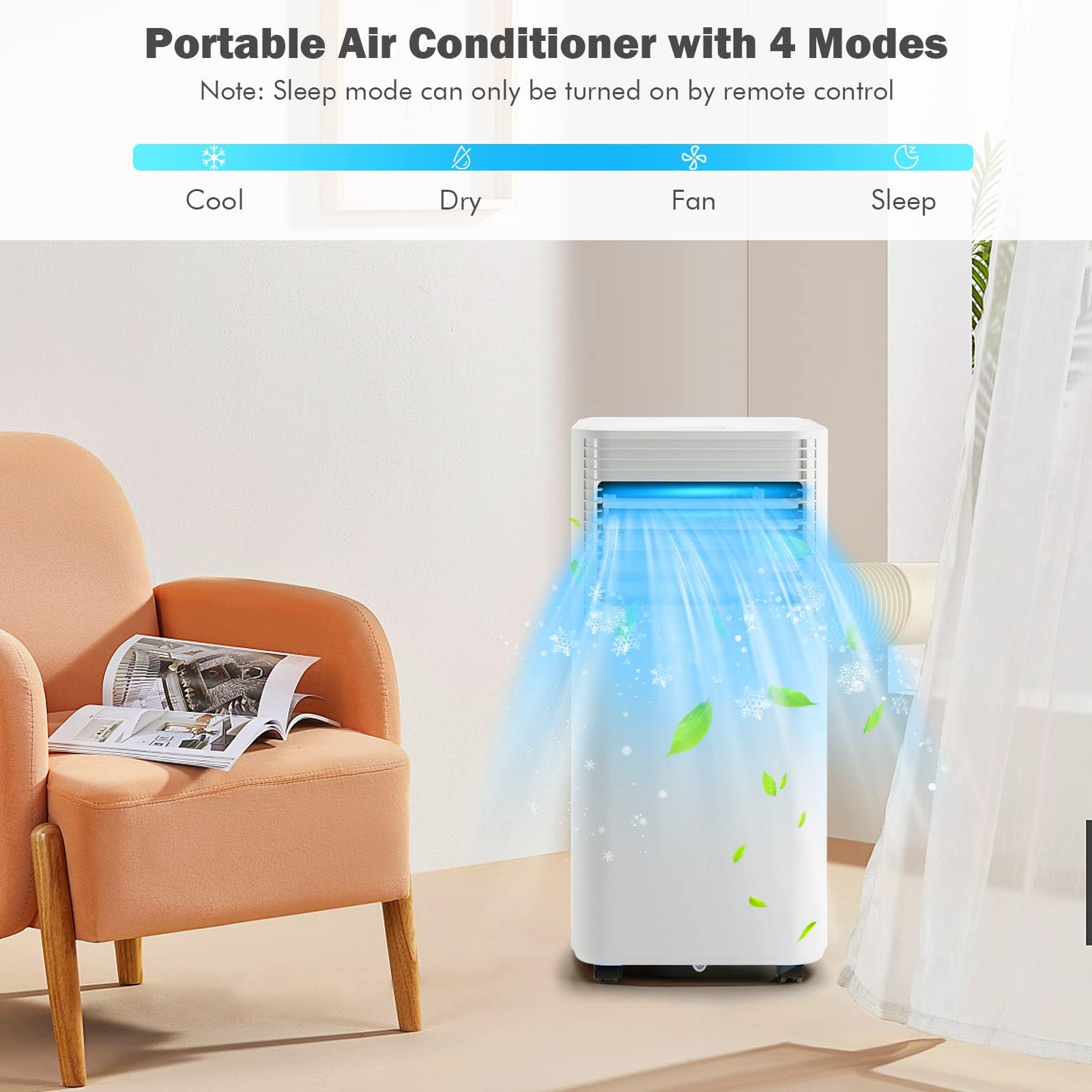 Dortala Portable Air Conditioners 10000 Btu, Ac Cooling Uint With Dehumidifier, Remote Control, 24H Timer & Window Kit, Stand Up