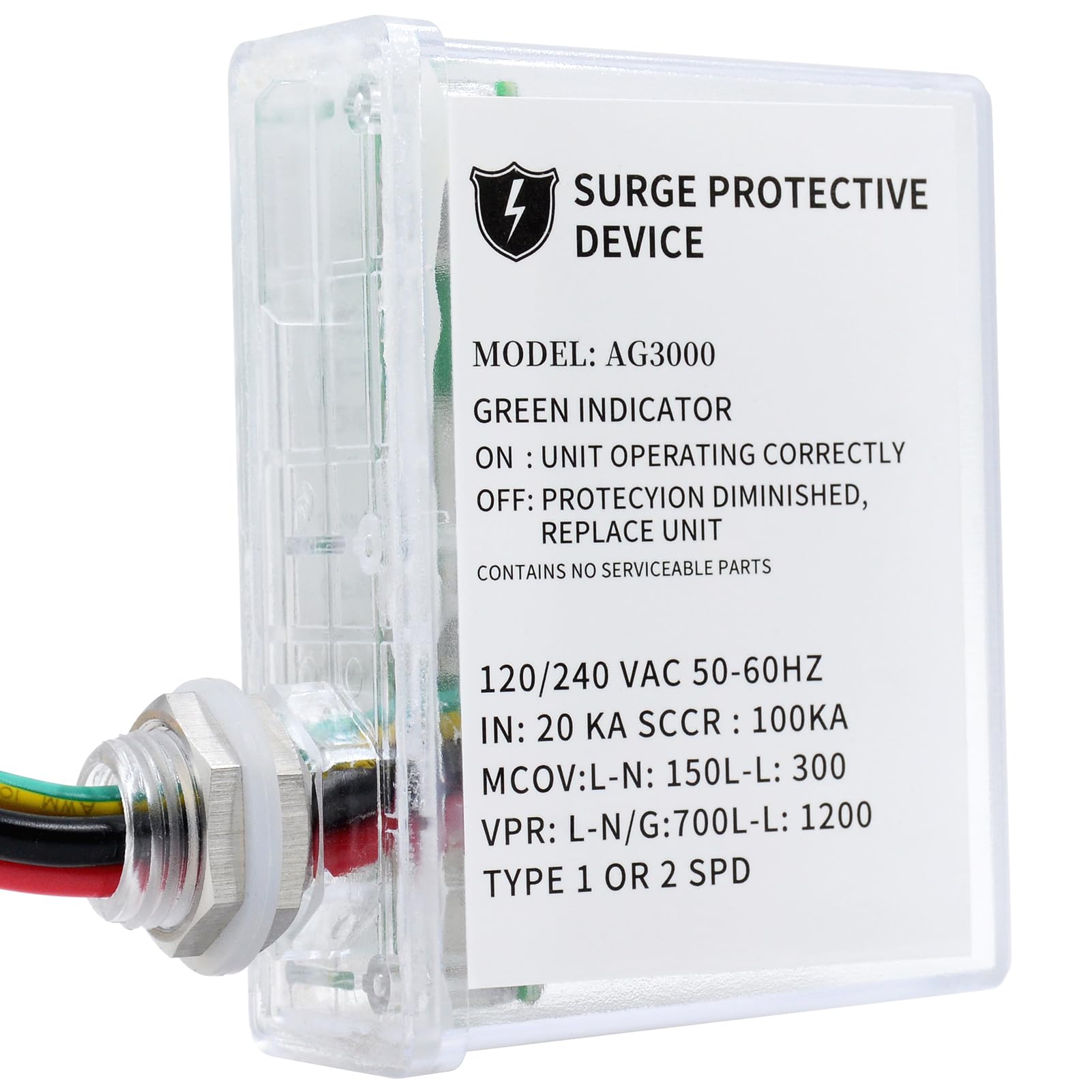 Ag3000 120/240 Vac Hvac Surge Protective Device - Surge Protective Device With Tpmov Technology, Watertight Enclosure, L-G, L-L,