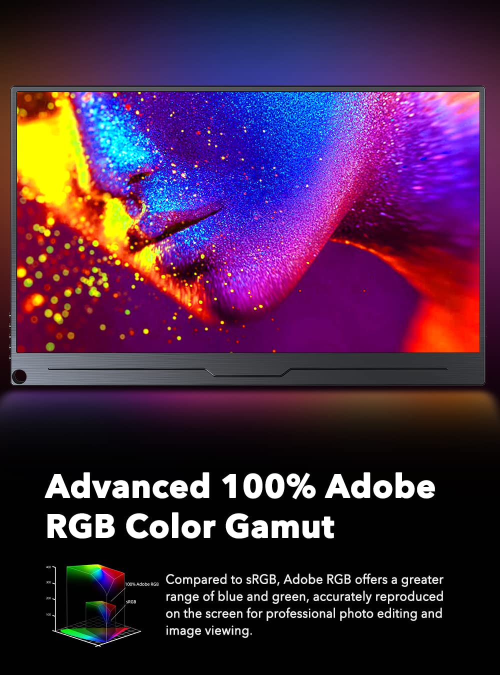 Uperfect 17.3'' 4K Portable Monitor, 500 Nits 100% Adobergb Uhd Freesync Hdr Ips 2 Speakers Eye Care Travel Monitor, 2 Fully Fun