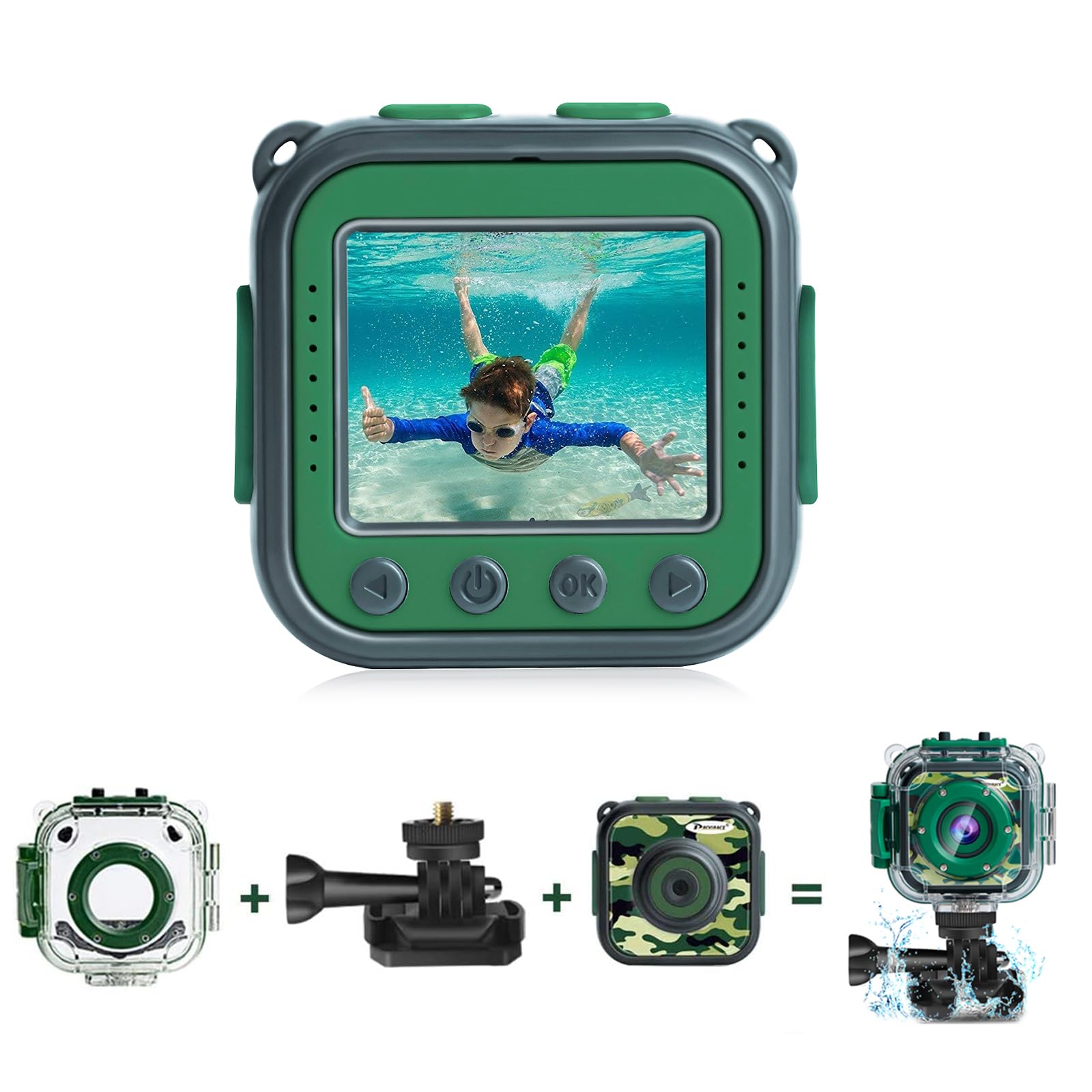 Prograce Kids Waterproof Camera For Boy Toys   Gifts For Boy Waterproof Digital Camera Underwater Video Camera For Kids Age 3 14 Year Old Birthday Presents With 32Gb Card