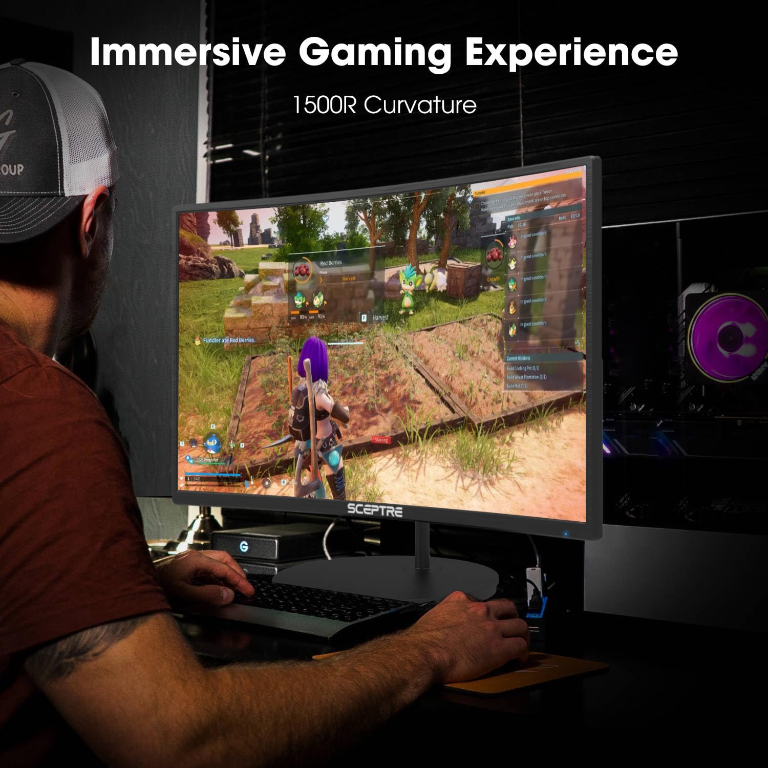 Sceptre Curved 27 Fhd 1080P 75Hz Led Monitor Hdmi Vga Build-In Speakers, Edge-Less Metal Black 2019 (C275W-1920Rn)