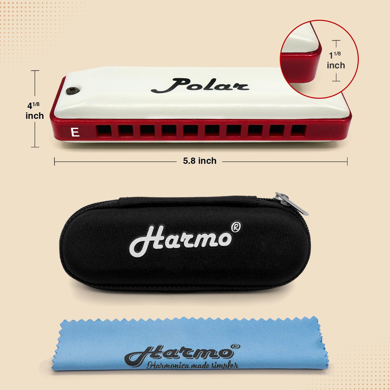 Harmo Polar Natural Minor Harmonica Key Of E   Specialized For Natural Minor Blues, Jazz, Rock, Folk, & Pop, Mouth Organ With Ca