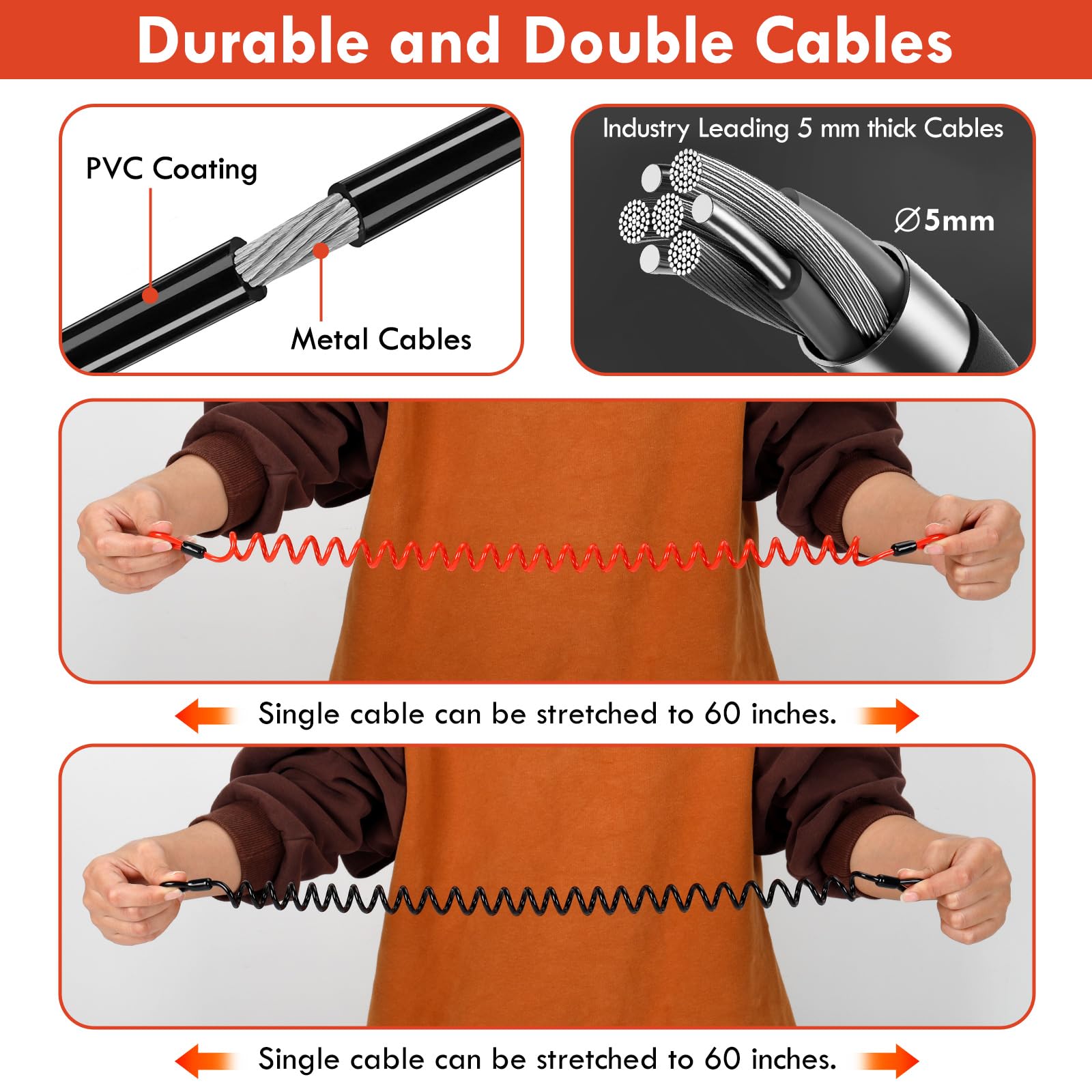 Avoeco Motorcycle Helmet Lock With Two Cables & Pin Locking Carabiner For Extra Security Ideal Lock For Bike Helmets, Phone Moun