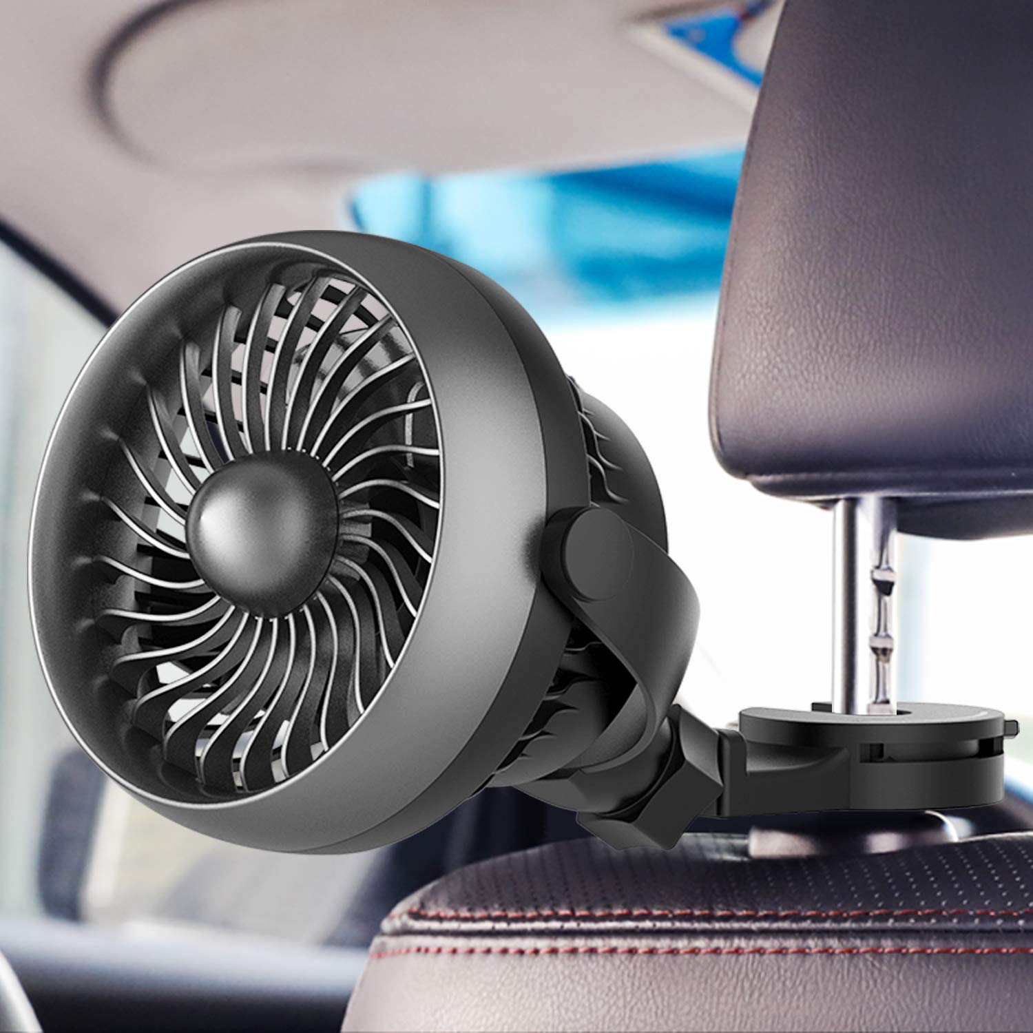 Lemoistar Car Fan, Battery Operated Usb Car Fan With Clip Hook, 4 Speeds, 360 Degree Rotatable Car Fan, 5V Cooling Air Small Per