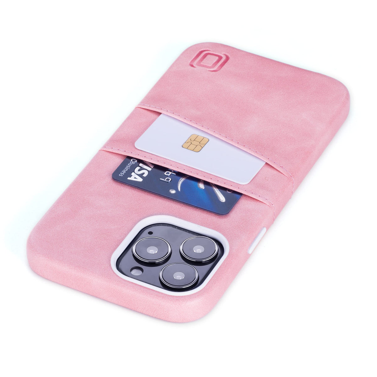 Dockem Wallet Case: Iphone 13 Pro Max Magnetic Mount, 2 Card Pockets, Premium Synthetic Leather   Pink