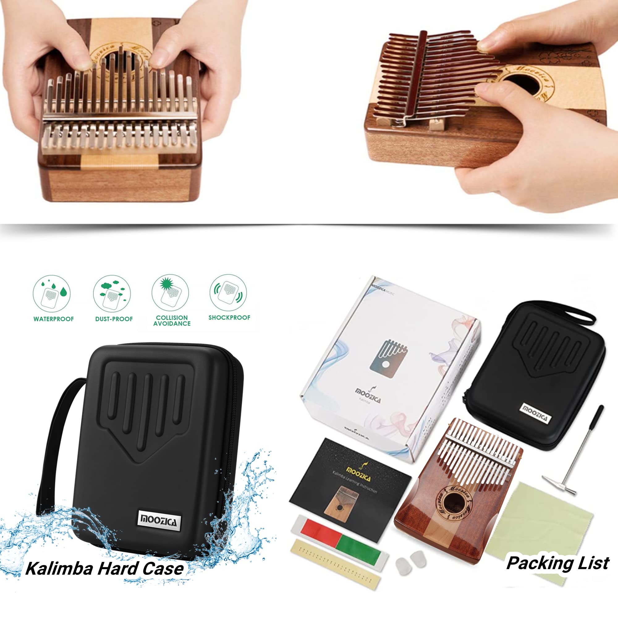 Moozica 17 Keys Kalimba Marimba, Professional Thumb Piano Sanza Mbira Musical Instrument Gift (Koa K17Sd)