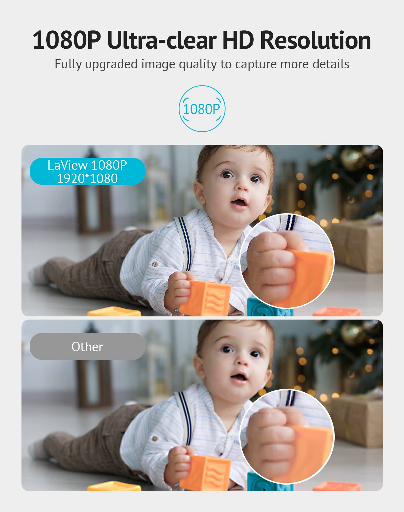 Laview Pan/Tilt Security Camera For Baby Monitor With Phone App (2 Pack+2 32Gb Sd Cards), 1080P Wifi Pet Camera Indoor, 360 Home