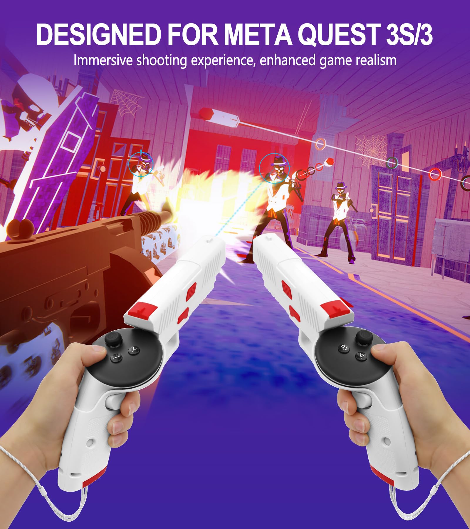 Yrxvw Weighted Pistoi Grip Vr Stock Controller Accessories For Oculus/Meta Quest 3S/3, Anti Slip Handle Enhances Fps Games Exper