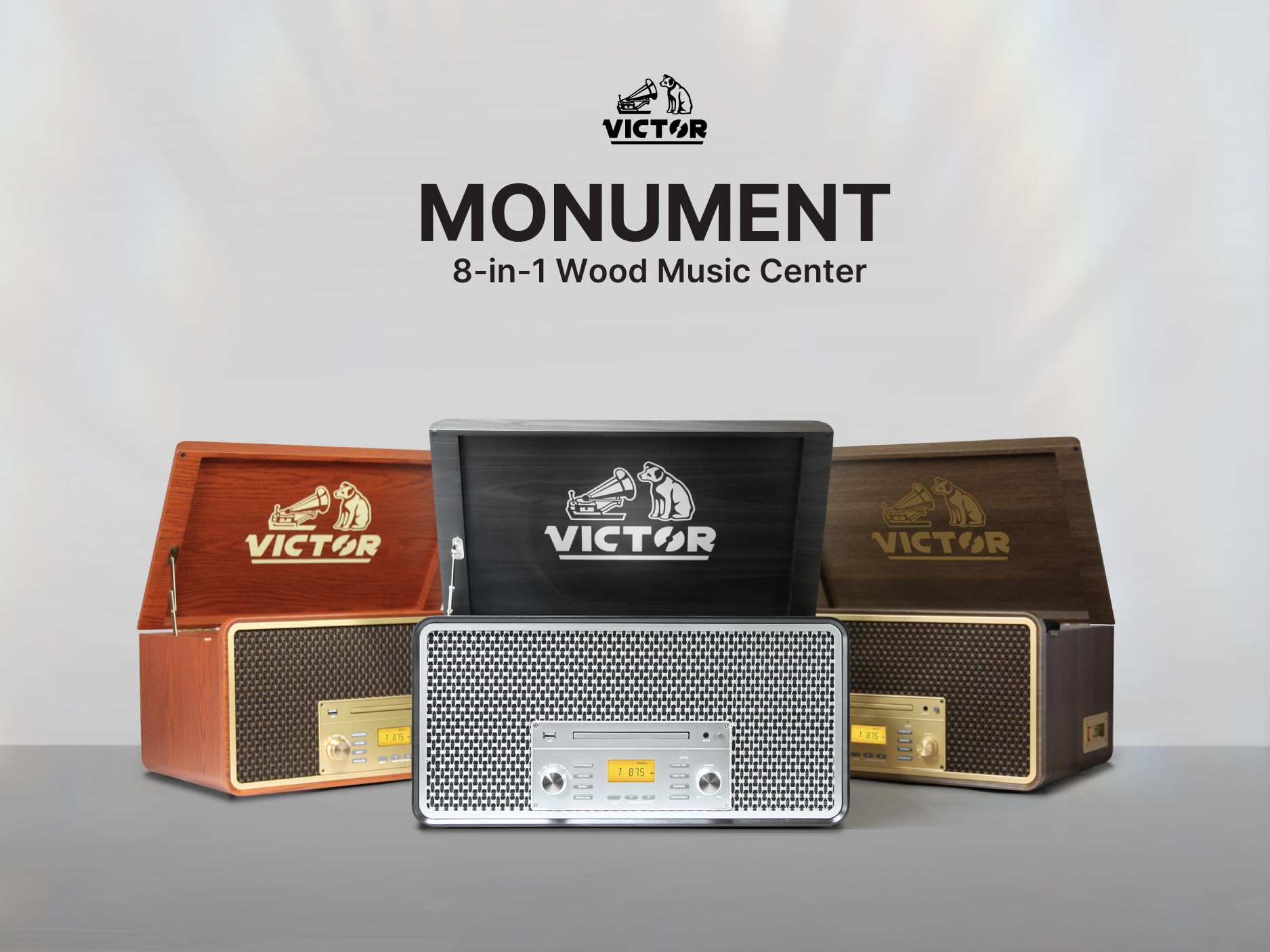 Victor Monument 8 In 1 Three Speed Turntable With Dual Bluetooth Graphite (Vwrp 5000 Gr)