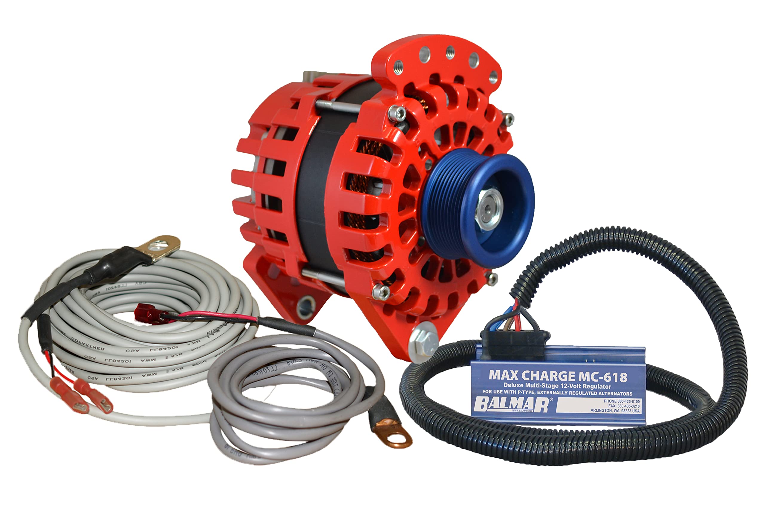 Balmar Alternator 3.15'' Dual Foot Saddle J10 Serpentine Pulley Regulator & Temp Sensor - 170A Kit - 12V,WBAUVB07NLXGLJ6