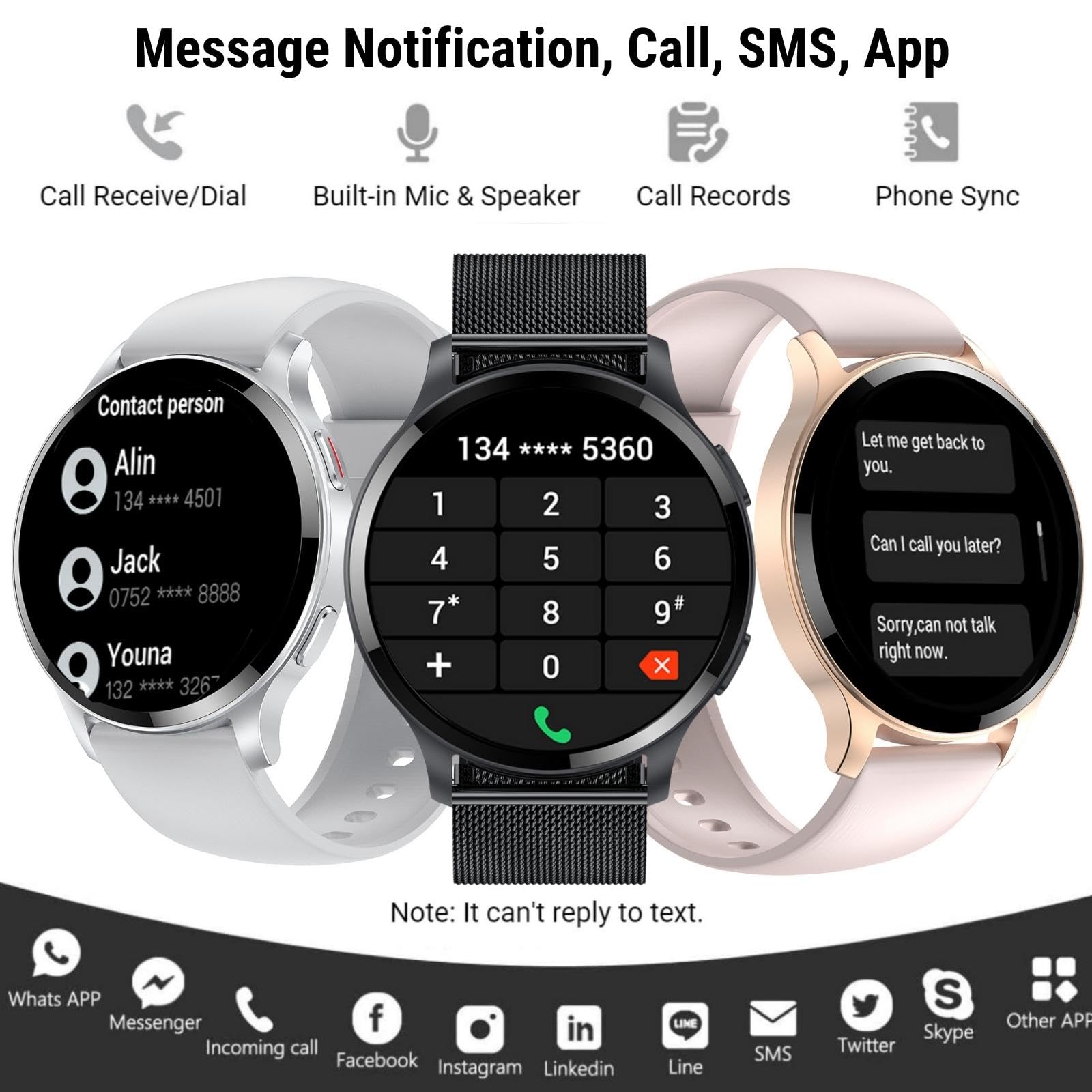 Hoaiyo Smart Watches For Women Men (Call Receive/Dial), 1.5 Smartwatch With Call/Text/Heart Rate/Sleep/Calories Counter Game, Ip