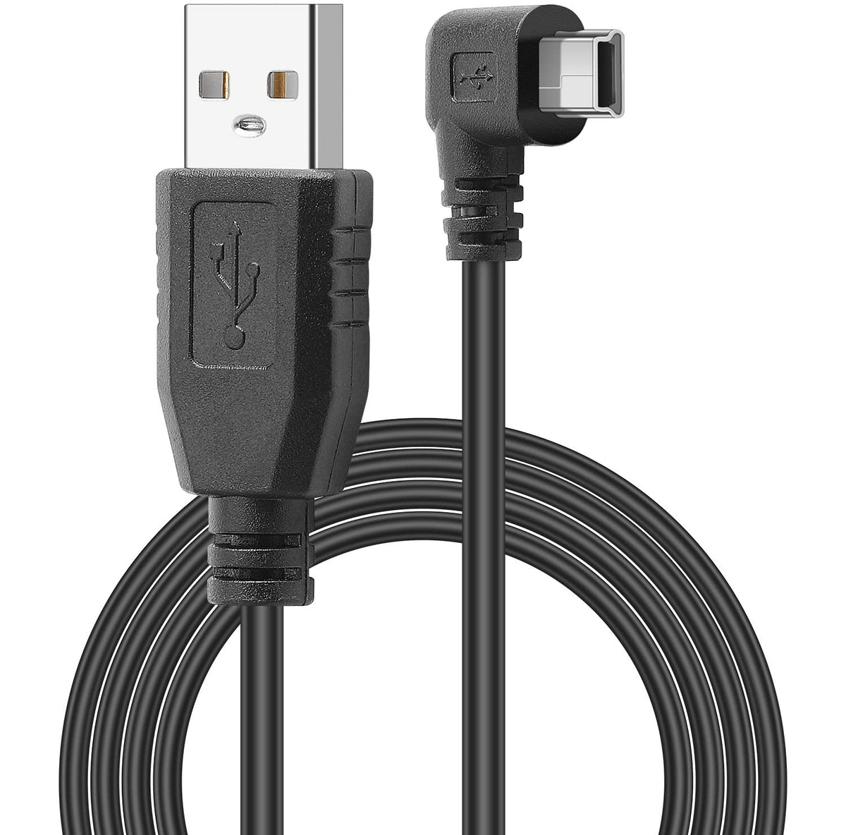Pasow Mini Usb Charging Cable Usb 2.0 A Male To Mini B Car Vehicle Power Charger Adapter Cord For Dash Cam Rearview Mirror Cam Backup Camera (11.5Ft, Right Angle)