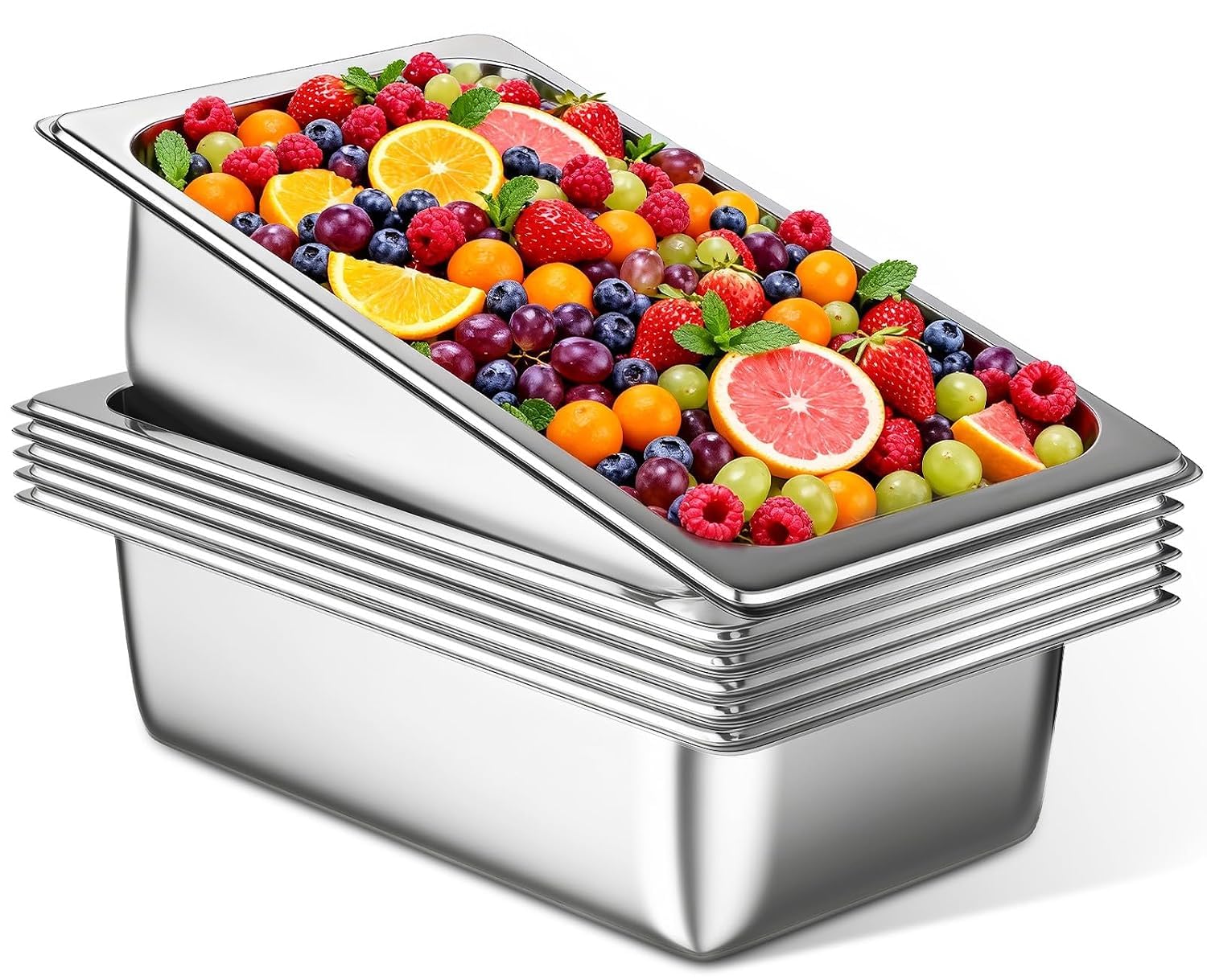 OSTBA Full Size Hotel Pans, 6 Inch Deep Steam Table Pans, 6 Pack