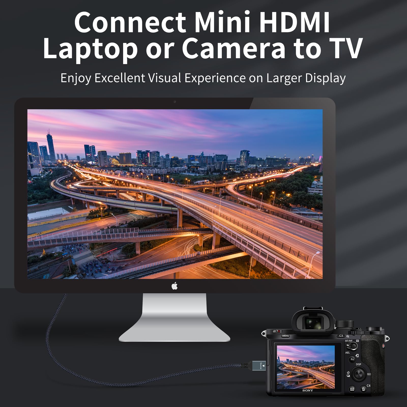 Twozoh Mini Hdmi To Vga Cable 10Ft, Gold Plated & Braided Mini Hdmi Vga (Male To Male) Compatible For Ultrabooks, Notebooks, Tablets, Cameras And Camcorders