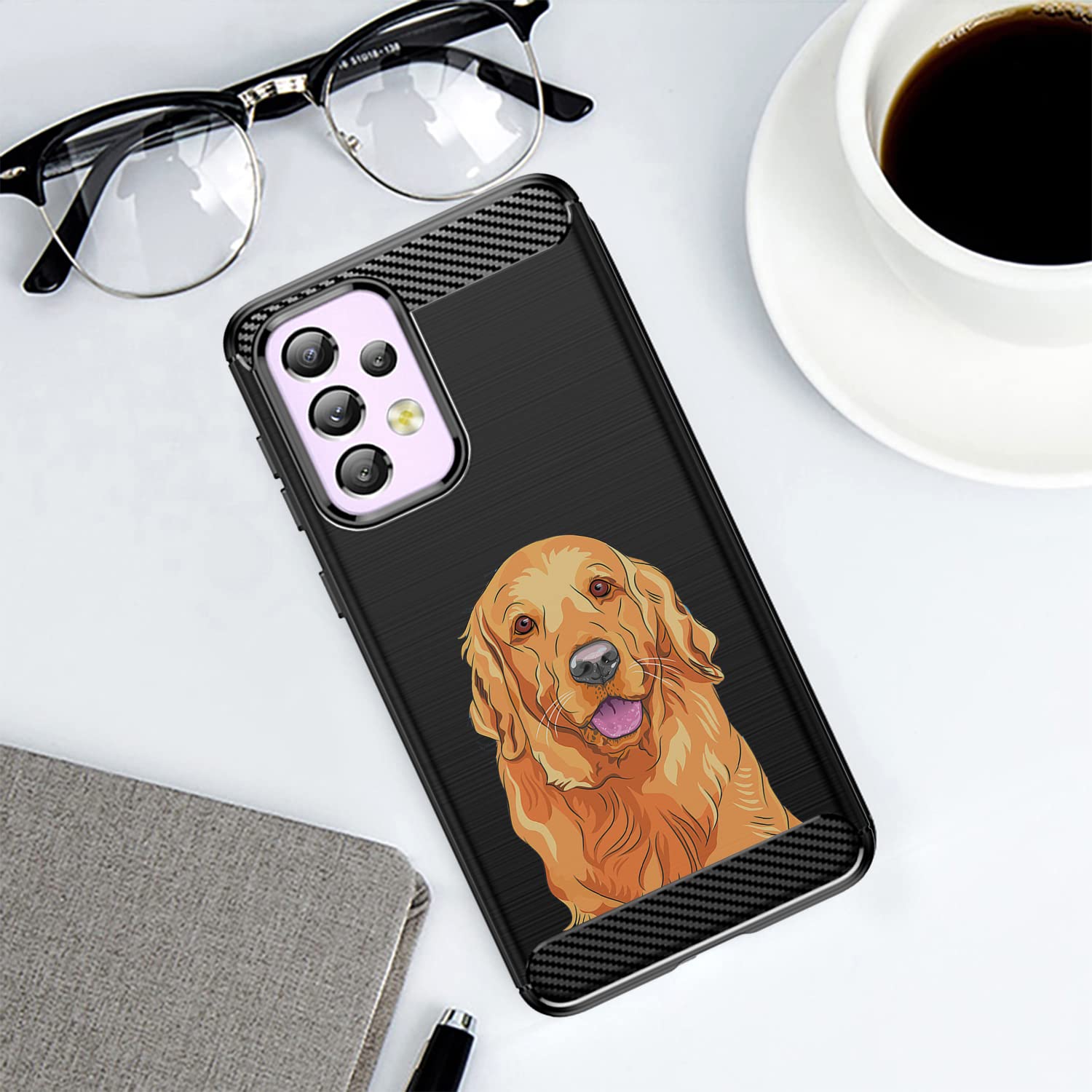 CasesOnDeck Phone Case Samsung Galaxy A53 5G Slim TPU Flexible Carbon Fiber Texture Dog Design Golden Retriever