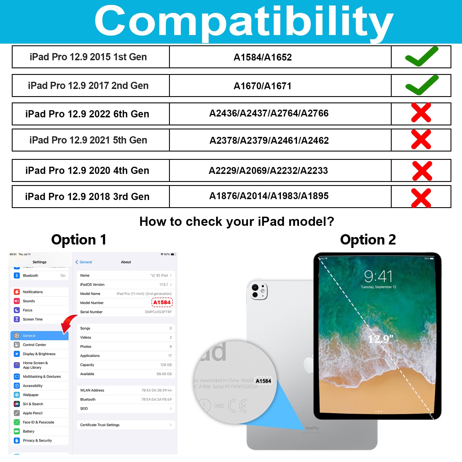 Case For Ipad Pro 12.9 2Nd Generation 2017 & 2015 1St Generation, Heavy Duty Rugged Tpu Protective Cover With Screen Protector