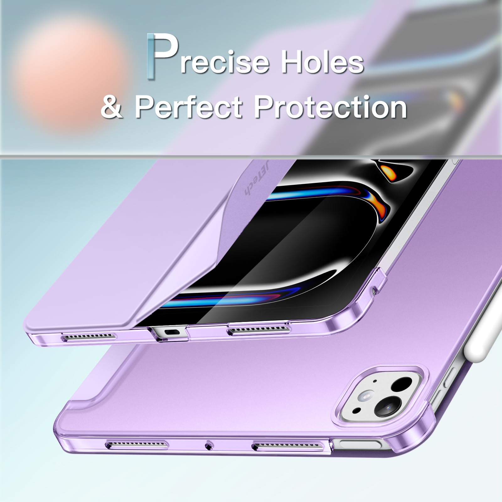 Jetech Case For Ipad Pro 11-Inch M4 (2024), Slim Stand Hard Back Shell Smart Cover With Auto Wake/Sleep (Purple)