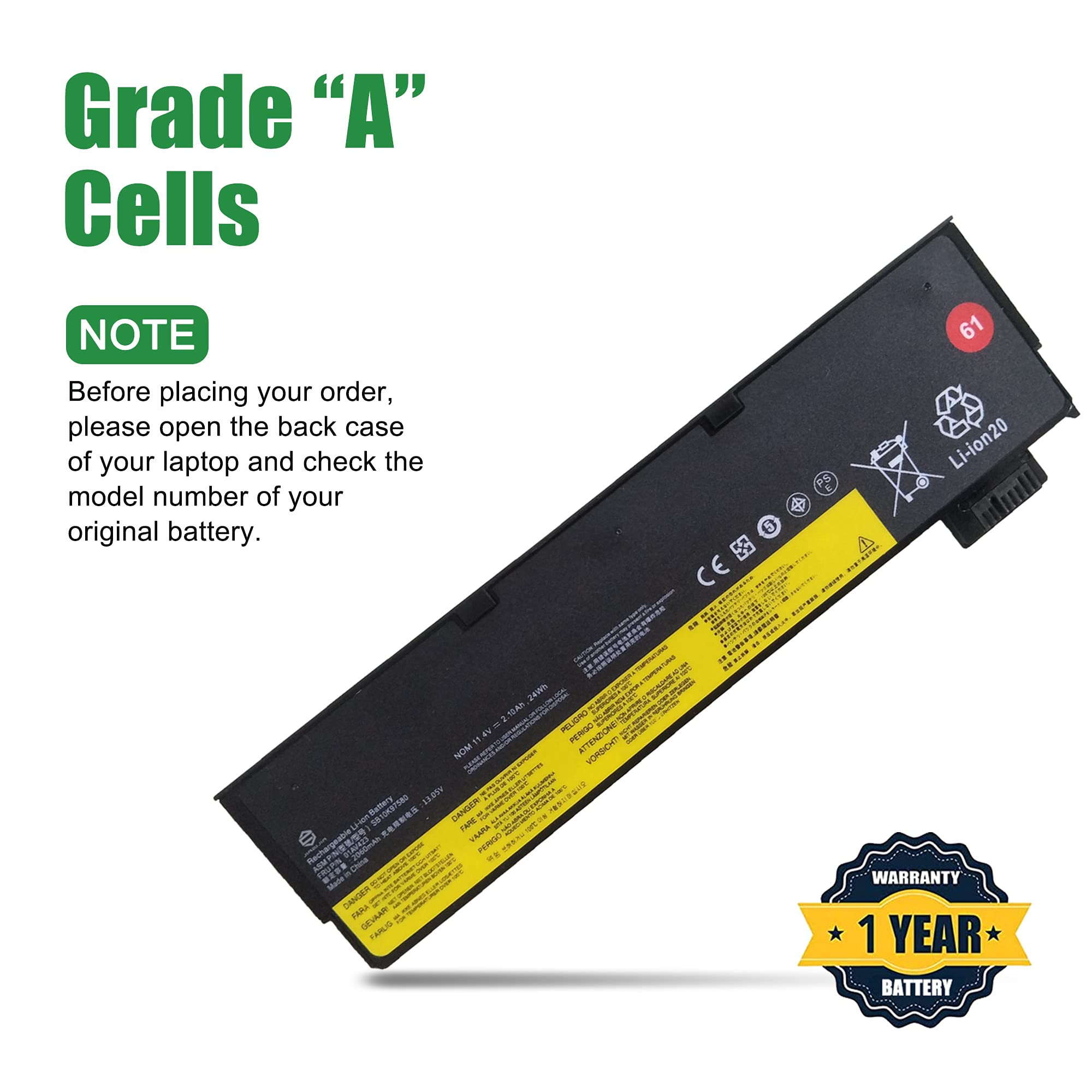 Jiazijia 01Av423 Sb10K97580 Laptop Battery Replacement For Lenovo Thinkpad T470 T480 A475 A485 T570 T580 P51S P52S Tp25 Series 6