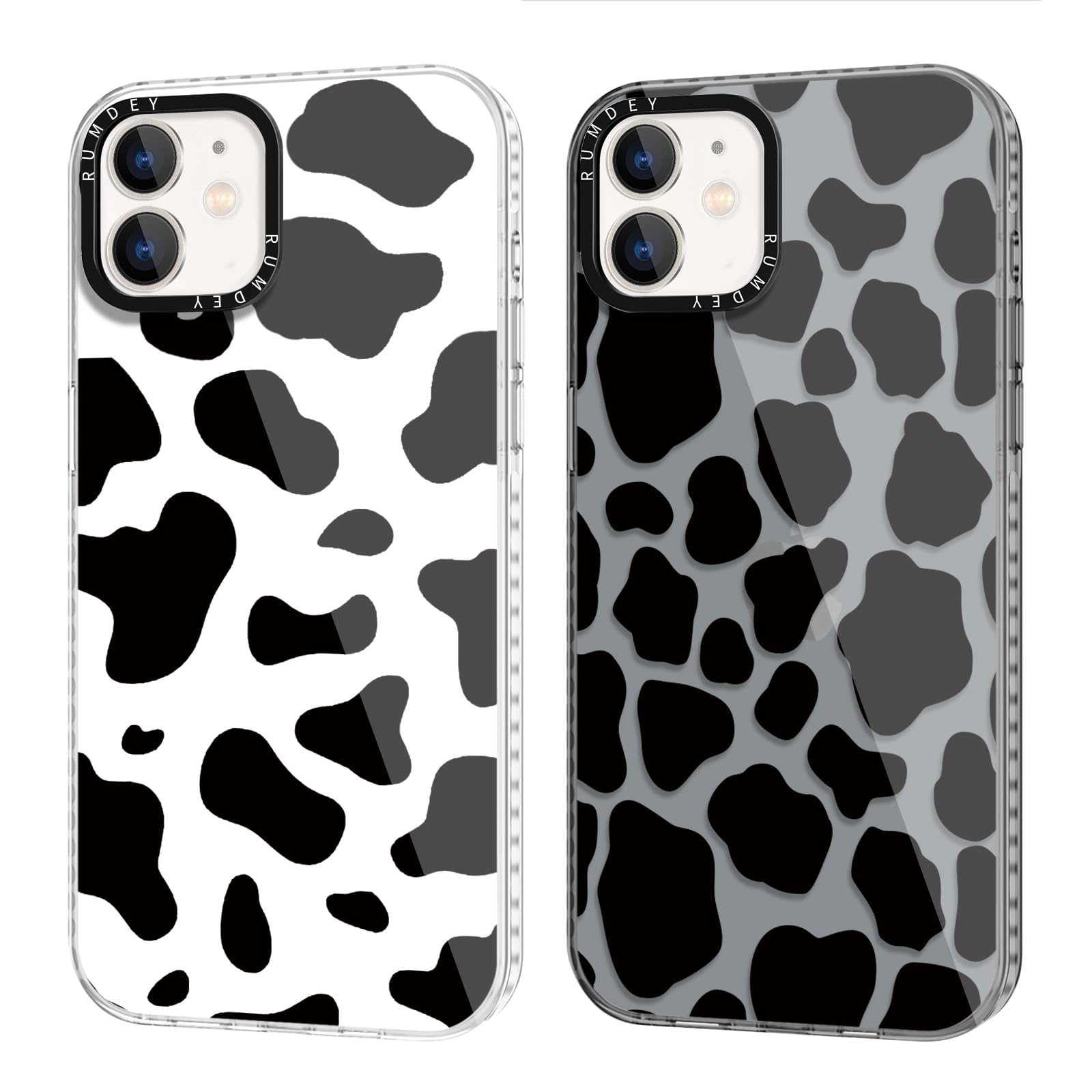 Rumdey 2 Pack Cute Pattern For Iphone 11 6.1'' Phone Case, Cow Print Aesthetic Design Clear Cases Soft Silicone Slim Tpu Shockpr