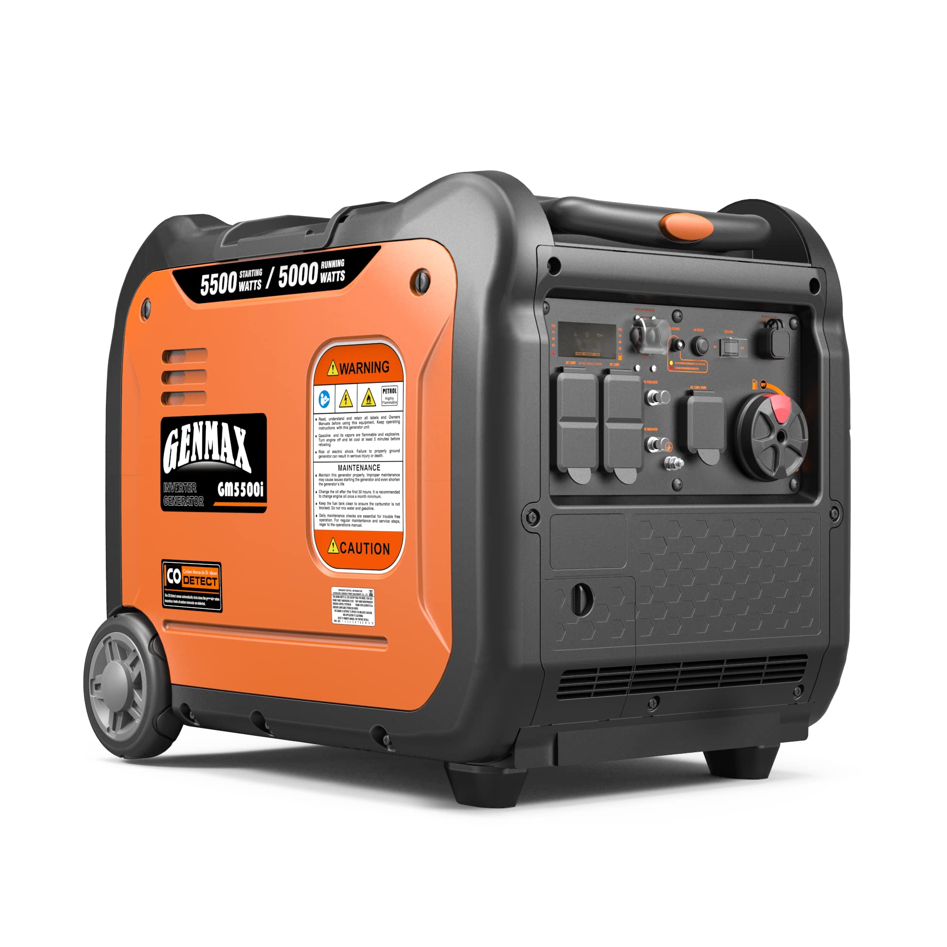 GENMAX Portable Generator,5500W Ultra-Quiet Gas Engine, EPA Compliant, Eco-Mode Feature, Ultra Lightweight for Backup Home Use &
