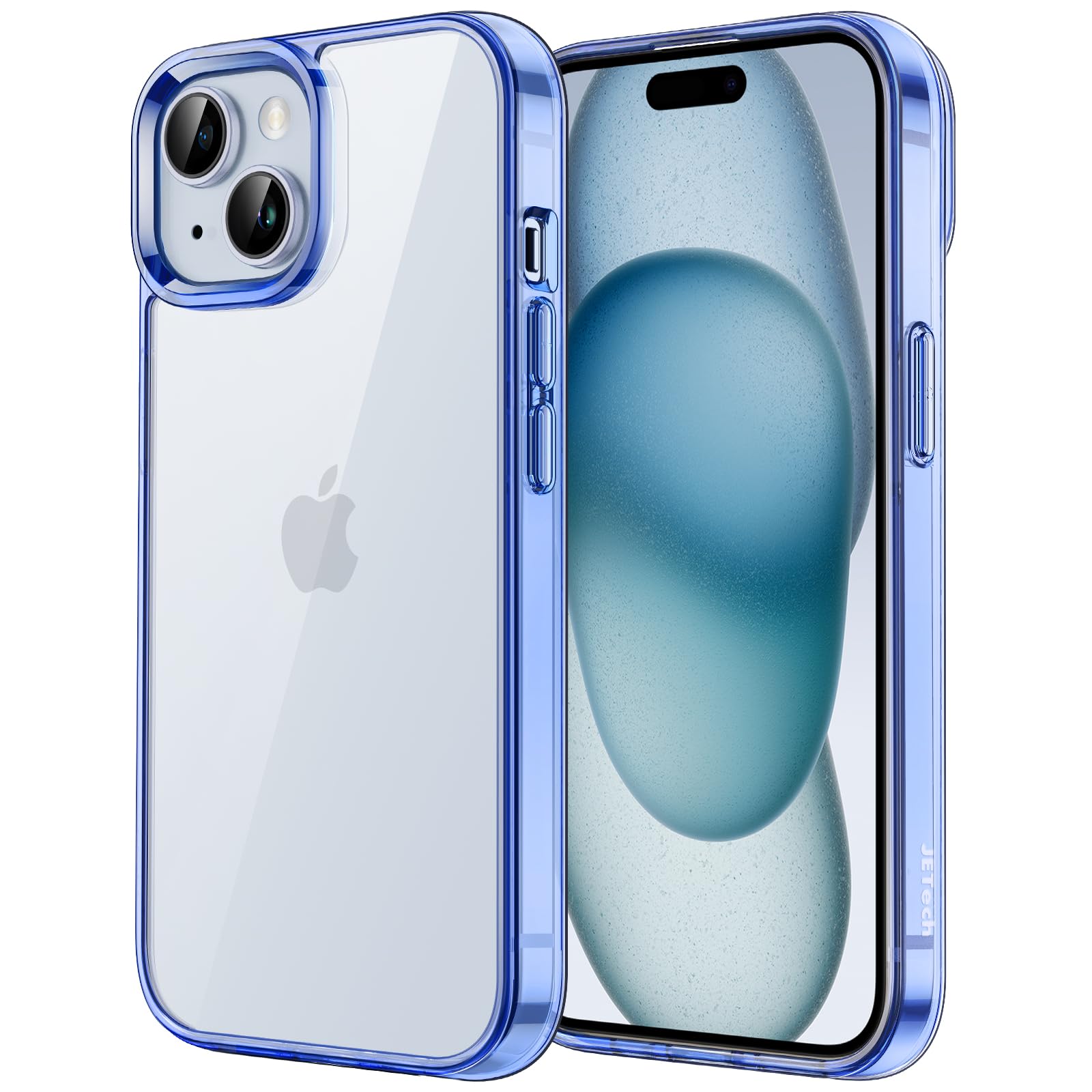 Jetech Case For Iphone 15 6.1 Inch, Non Yellowing Shockproof Phone Bumper Cover, Anti Scratch Clear Back (Dark Blue)