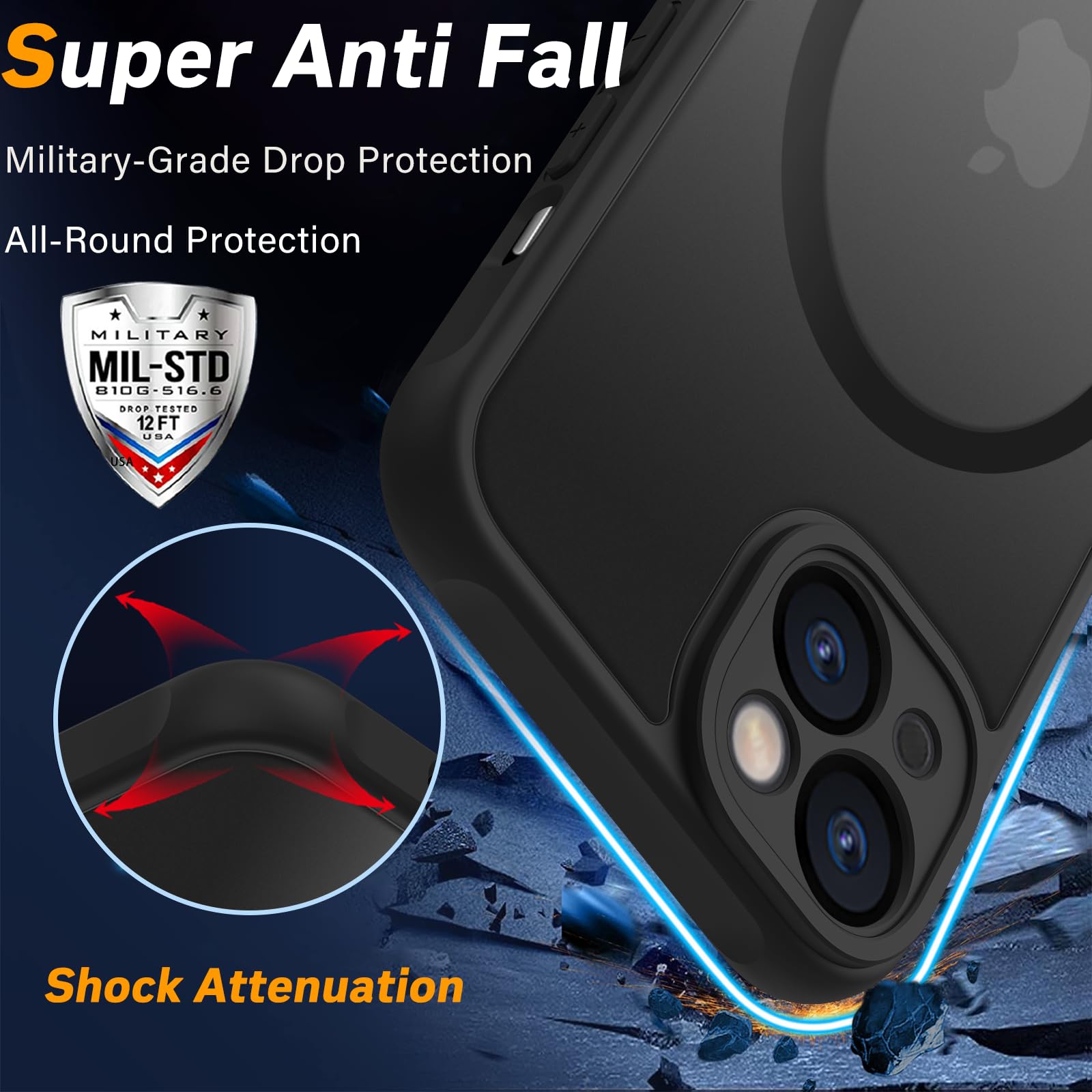 Pinlisheng Magnetic For Iphone 13 Case,Compatible With Magsafe,Military Grade Drop Tested, Shockproof Matte Translucent Hard Bac