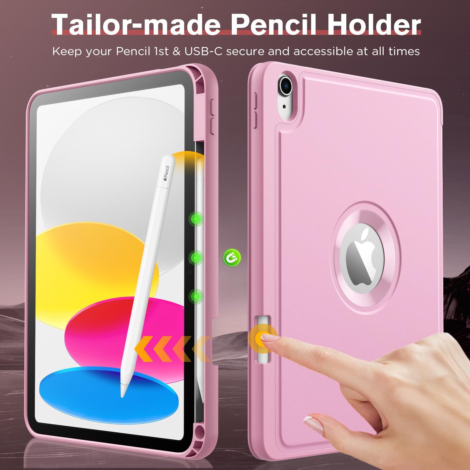 MoKo for iPad (A16) 11th Generation 2025 11 inch/10th Generation 10th 2022 10.9 inch Case with Pencil Holder, Smart Trifold Protective iPad Case with Soft TPU Back Stand Cover, Auto Wake/Sleep, Pink