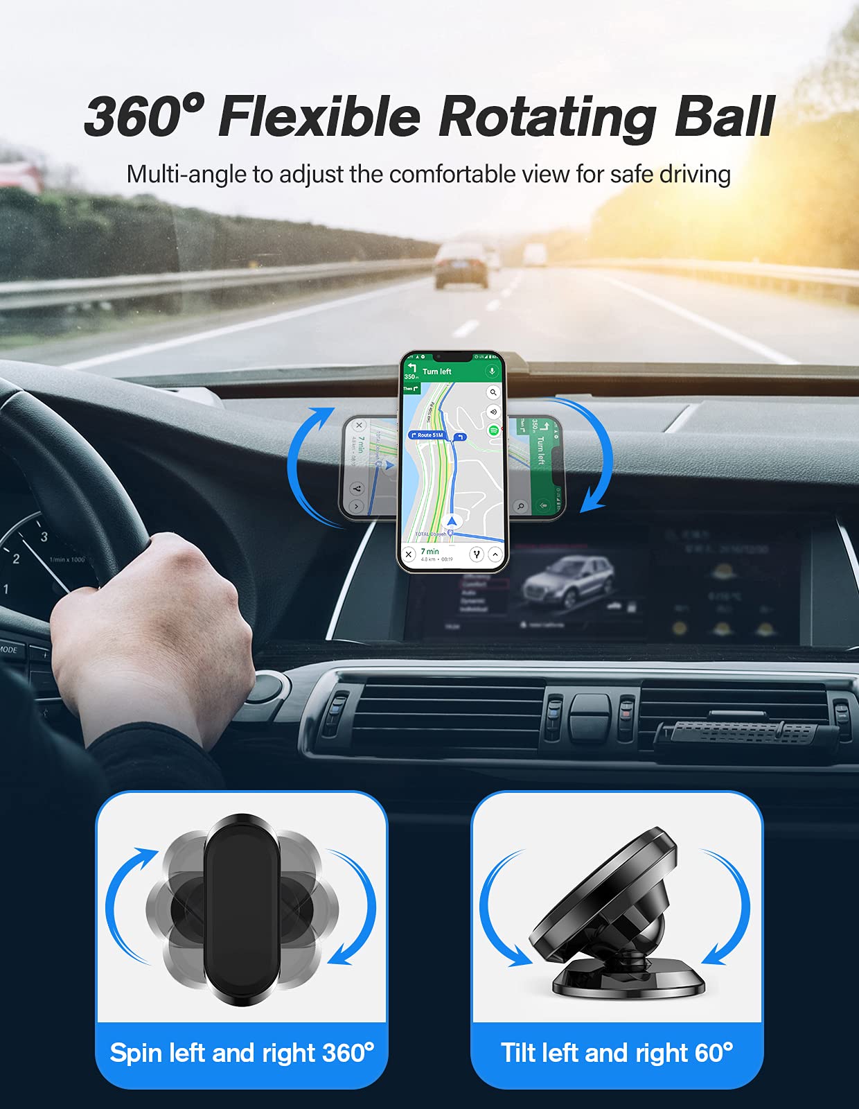 Odbowuge Magnetic Phone Holder For Car[2 Pack],Phone Holders For Your Car [Upgrade Magnet]  360 Rotation,Car Magnet Phone Mount Compatible With All Cell Phone