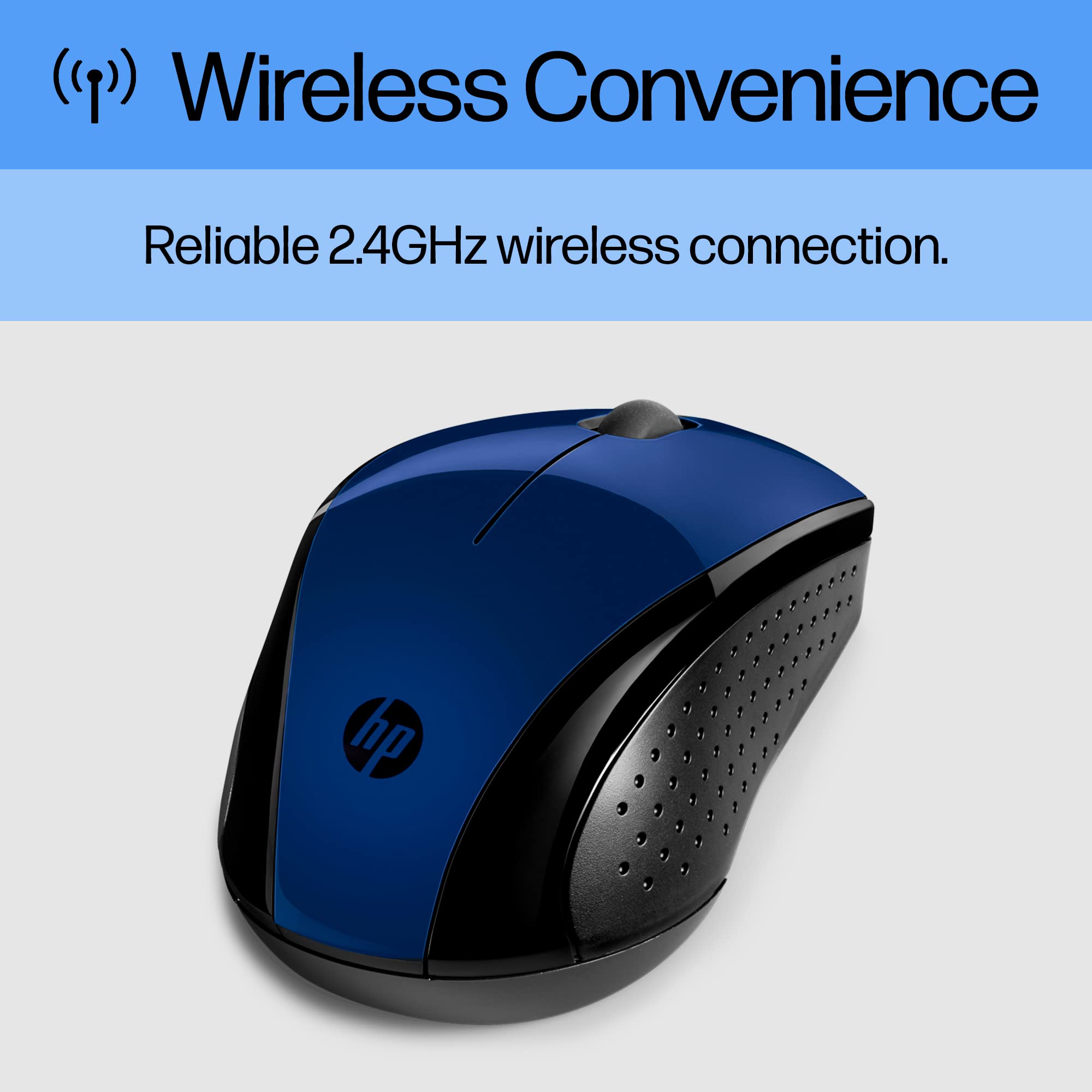 HP X3000 G3 Wireless Mouse   Blue, 15 Month Battery, Side Grips for Control, Travel Friendly, Blue LED, Powerful 1600 DPI Optical Sensor, Compatible with Wins PC/Laptop, Mac, Chromebook (683N8AA#ABL)