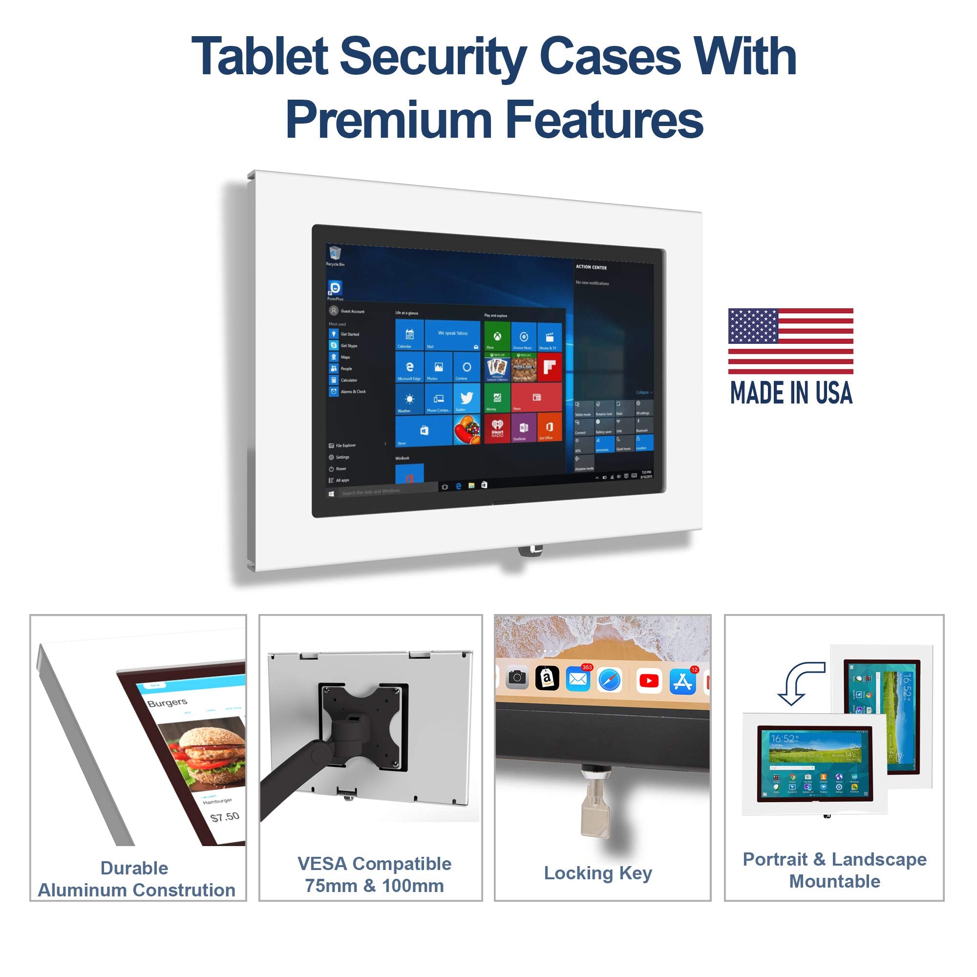 Tabcare Locking Security Metal Enclosure For Ms Surface Go Used As Kiosk, Pos, Store, Show Display (Black, Vesa & Wall Mount)