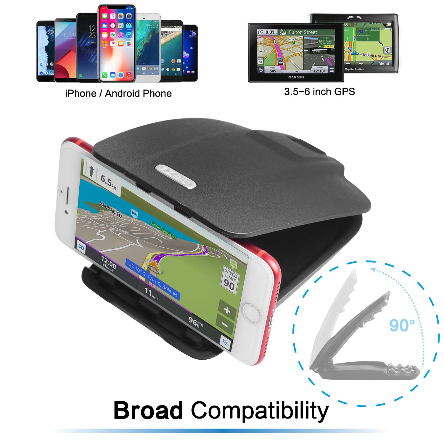 Gps Dash Mount [Matte Black Dock] For Garmin Nuvi Drive Dezl Drivesmart, Tomtom, Magellan Roadmate, Rand Mcnally, Navman, Cell Phone   Car Adhesive Non Slip Dashboard Replacement Holder For Satnav