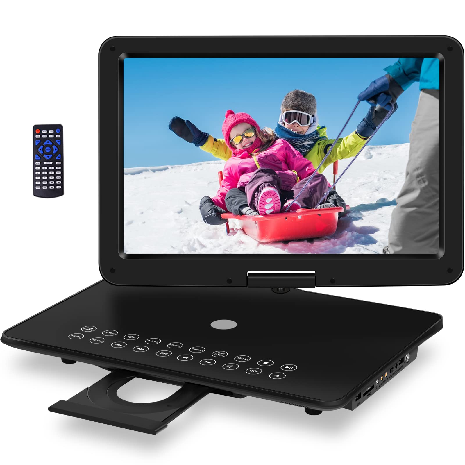 19.6'' Portable Dvd Player With 17.1'' Hd Swivel Screen, 4H Rechargeable Battery, Support Usb/Sd Card/Discs/Sync Tv, Dual Stereo